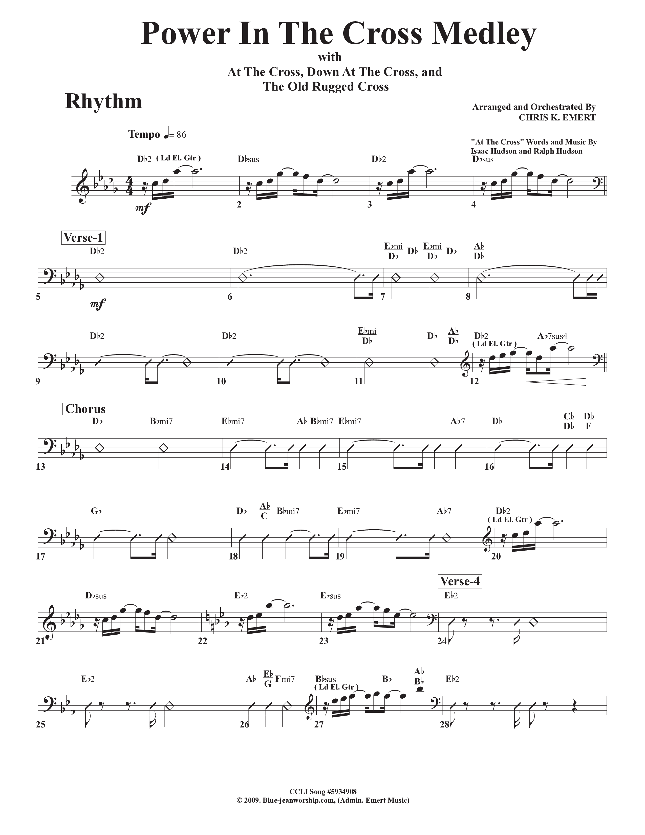 Power In The Cross Medley Rhythm Chart (Chris Emert)