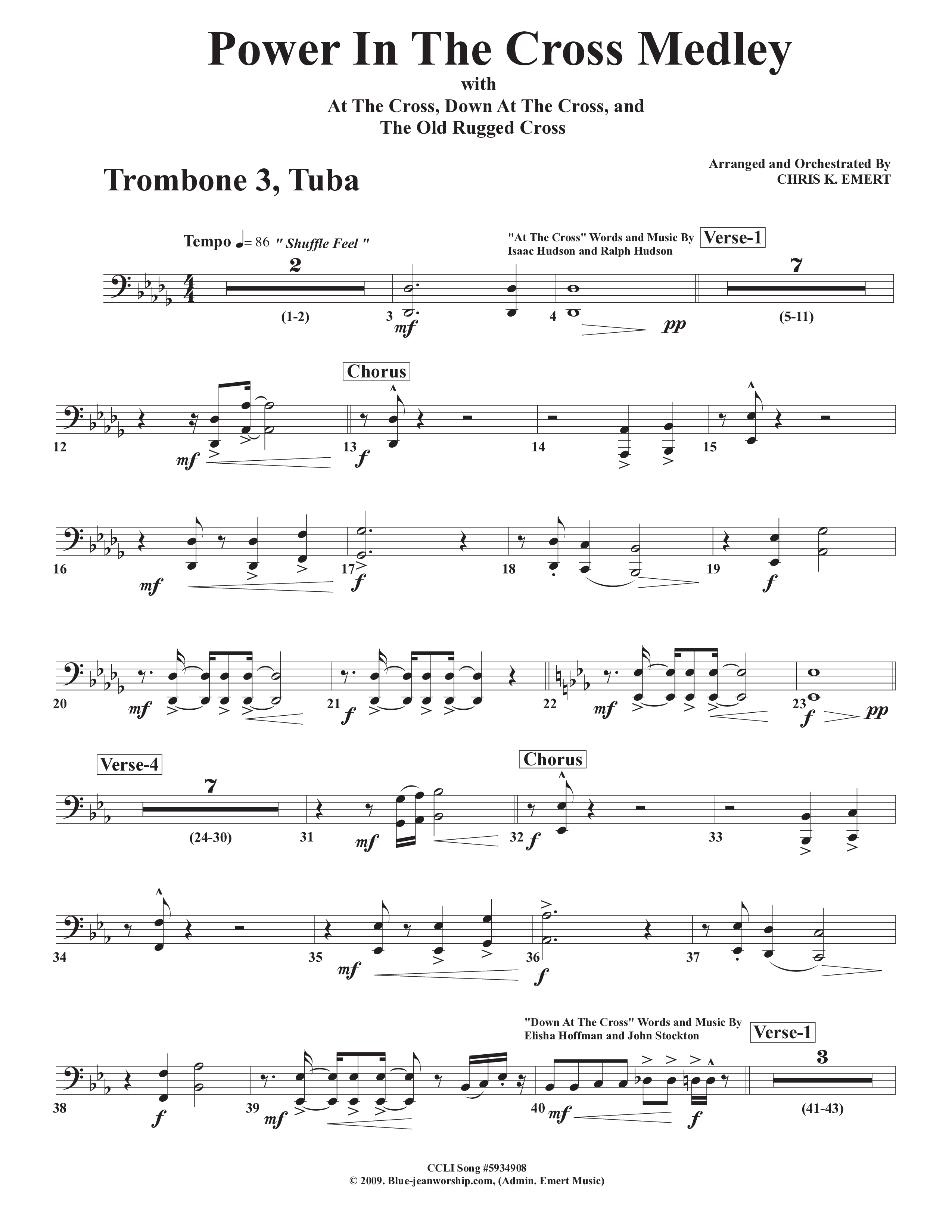 Power In The Cross Medley Trombone 3/Tuba (Chris Emert)