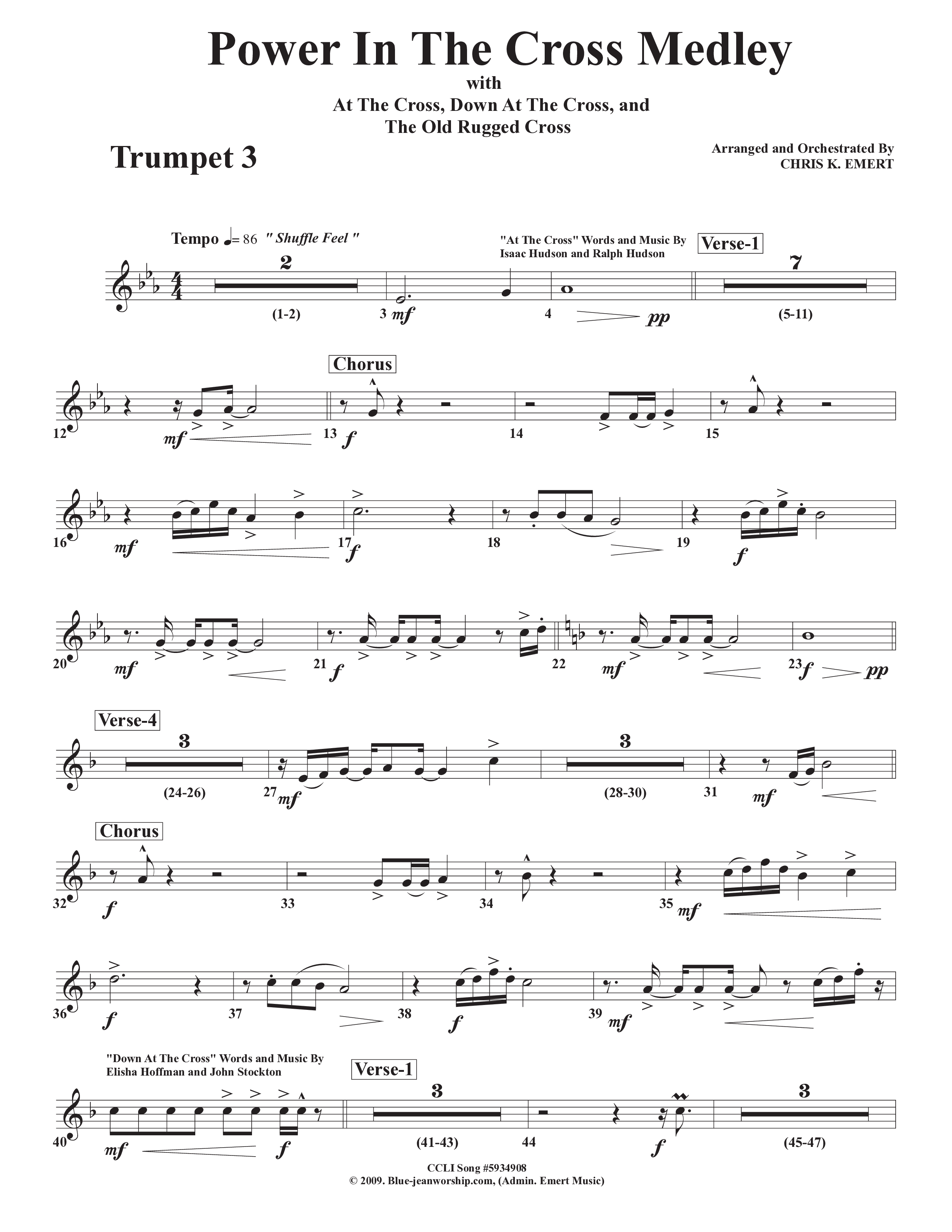 Power In The Cross Medley Trumpet 3 (Chris Emert)