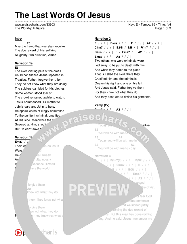 The Last Words Of Jesus Chords & Lyrics (The Worship Initiative)