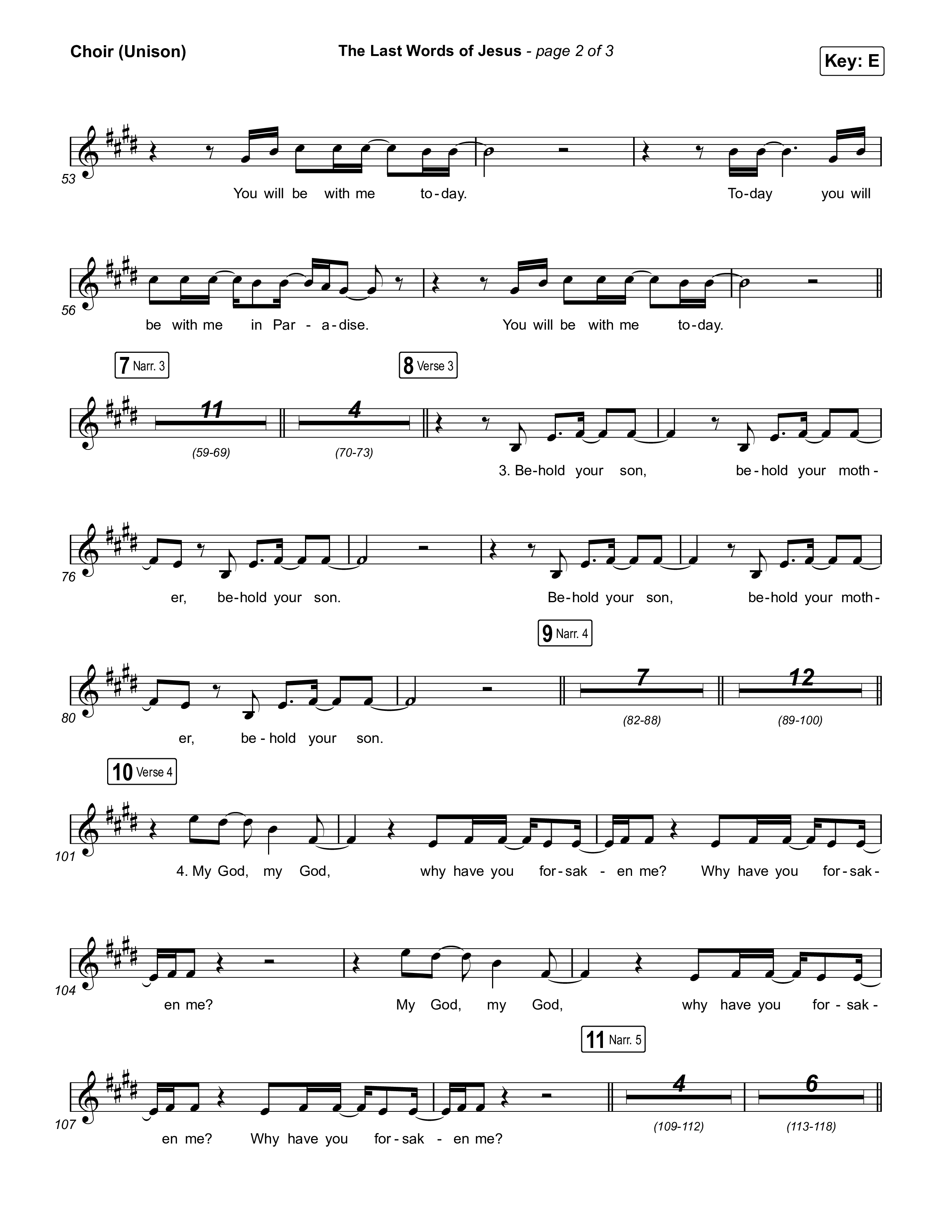 The Last Words Of Jesus Choir Sheet (Unison) (The Worship Initiative)