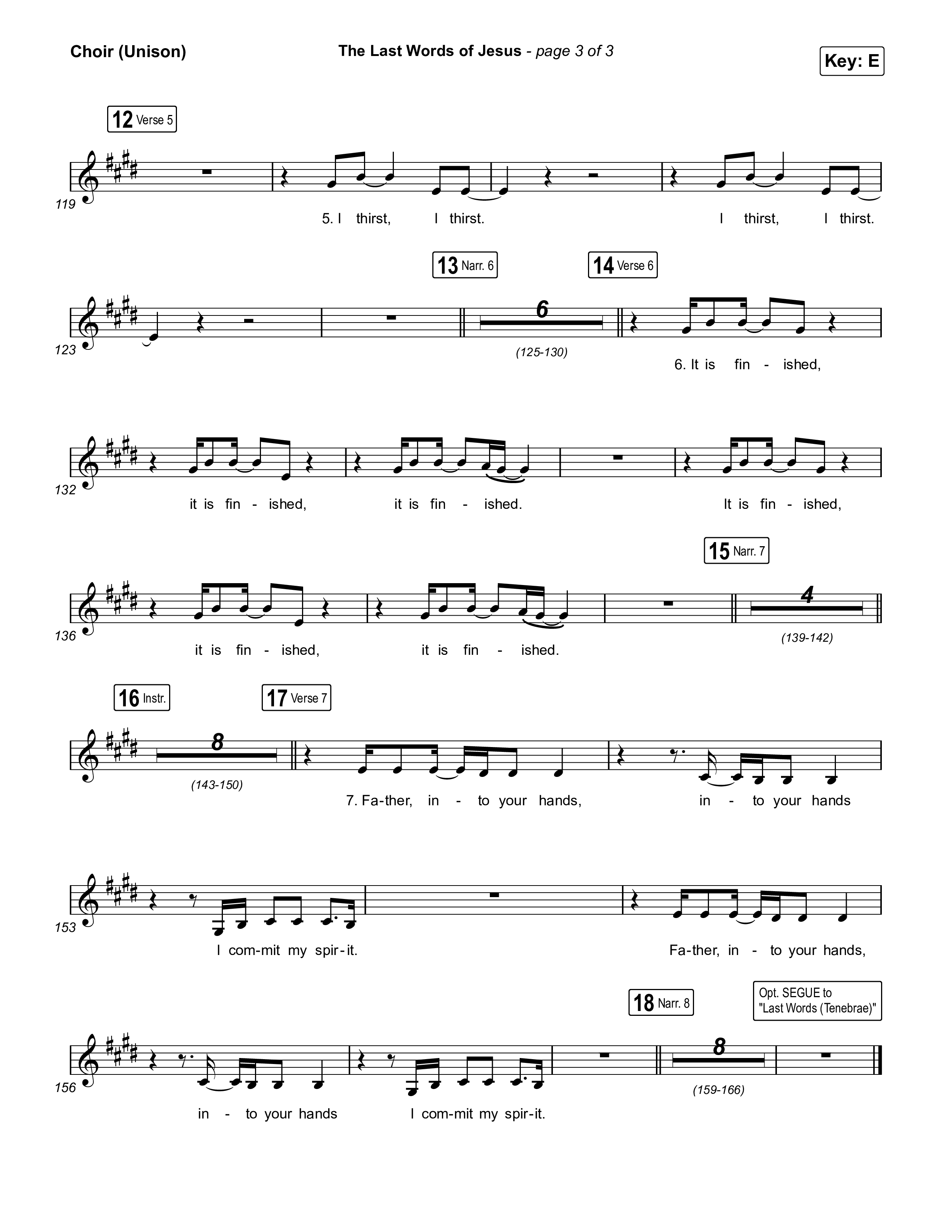 The Last Words Of Jesus Choir Sheet (Unison) (The Worship Initiative)