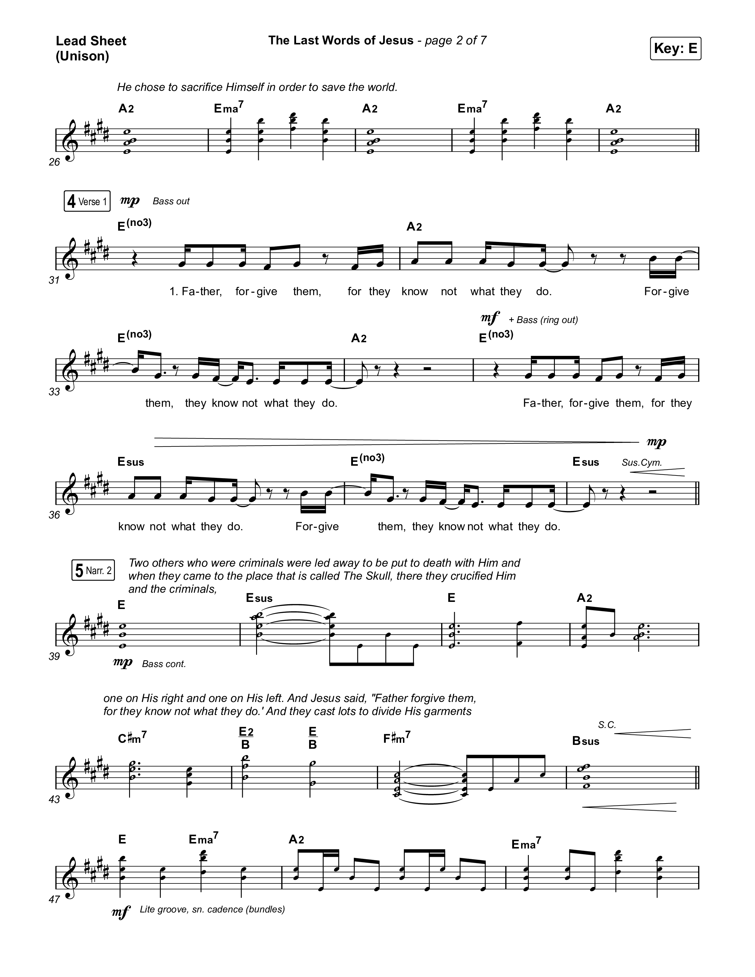 The Last Words Of Jesus Lead Sheet (Unison) (The Worship Initiative)