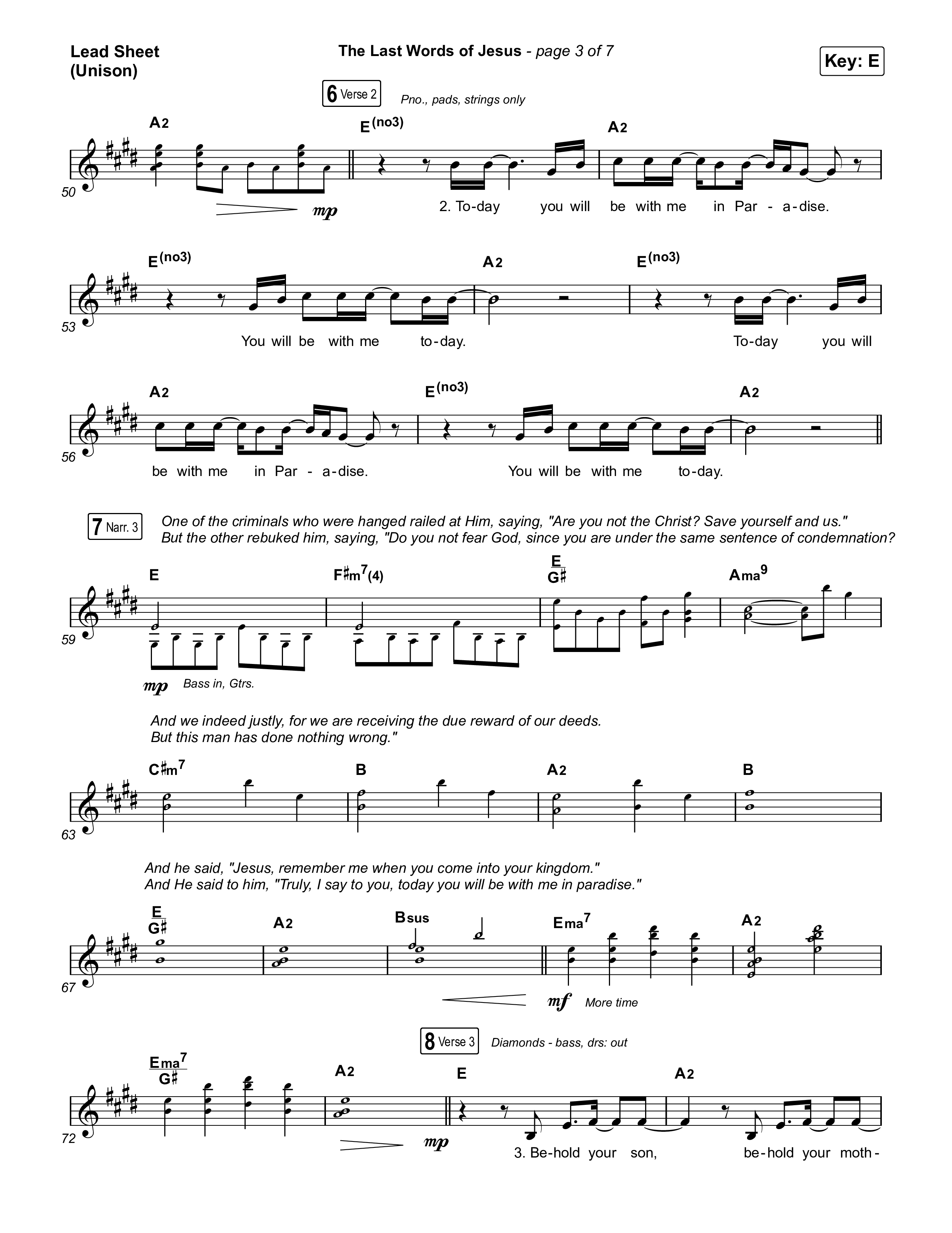 The Last Words Of Jesus Lead Sheet (Unison) (The Worship Initiative)