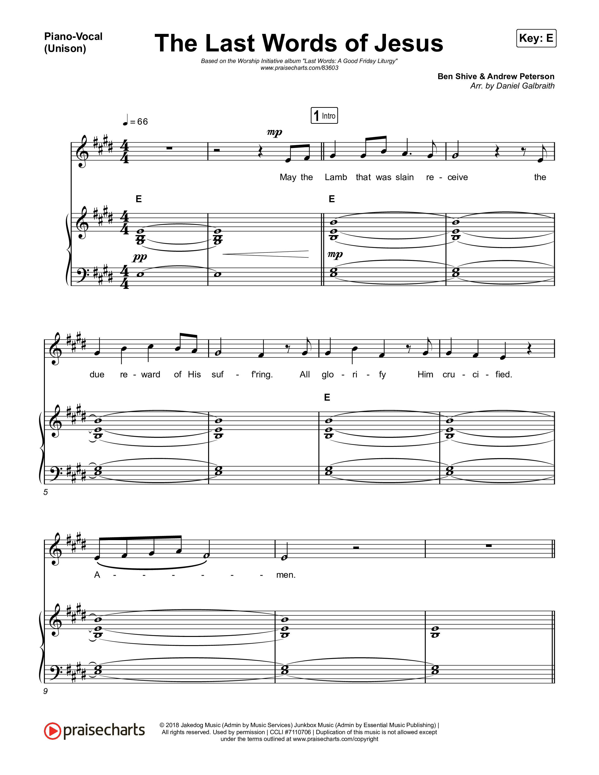 The Last Words Of Jesus Piano/Vocal Pack (The Worship Initiative)