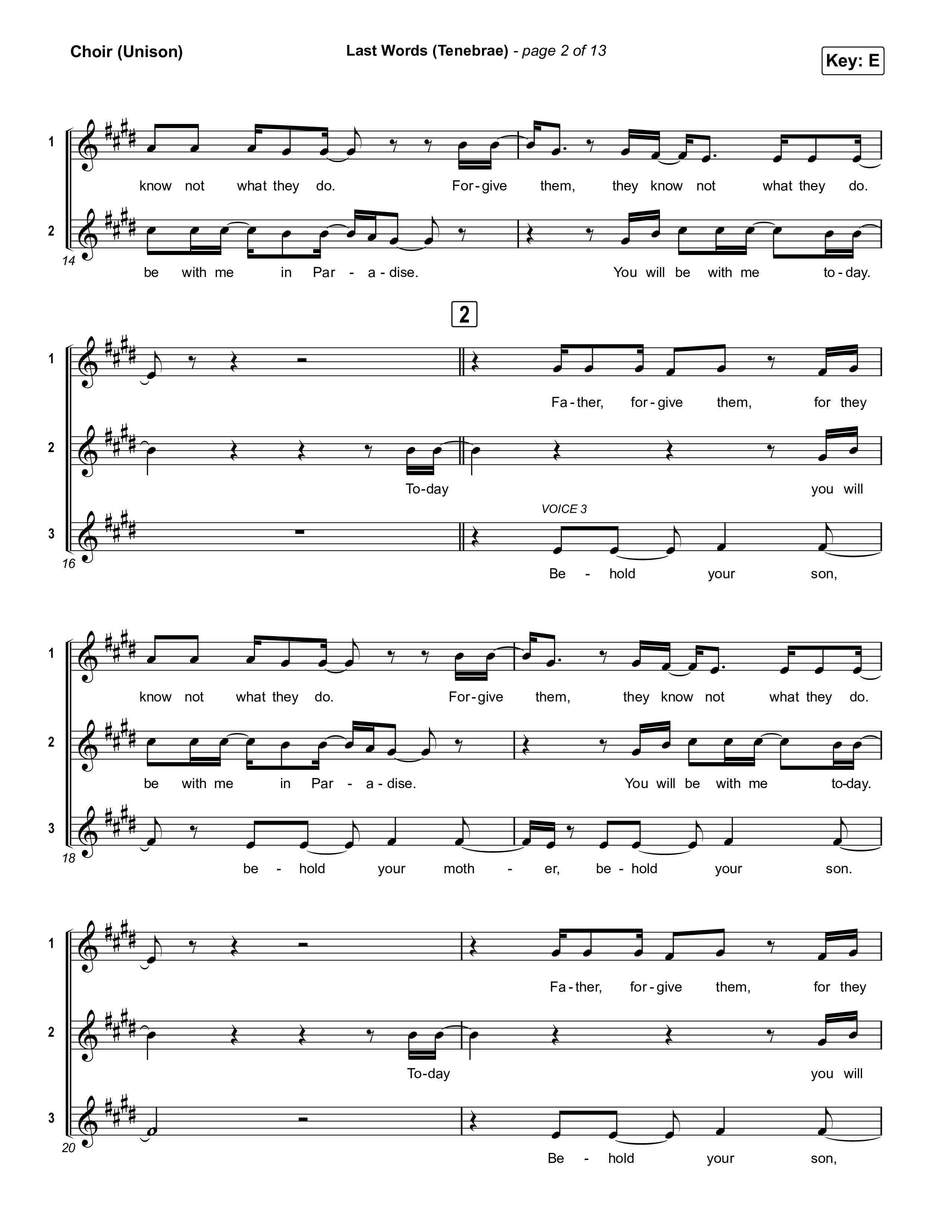 Last Words (Tenebrae) Choir Sheet (Unison) (The Worship Initiative)