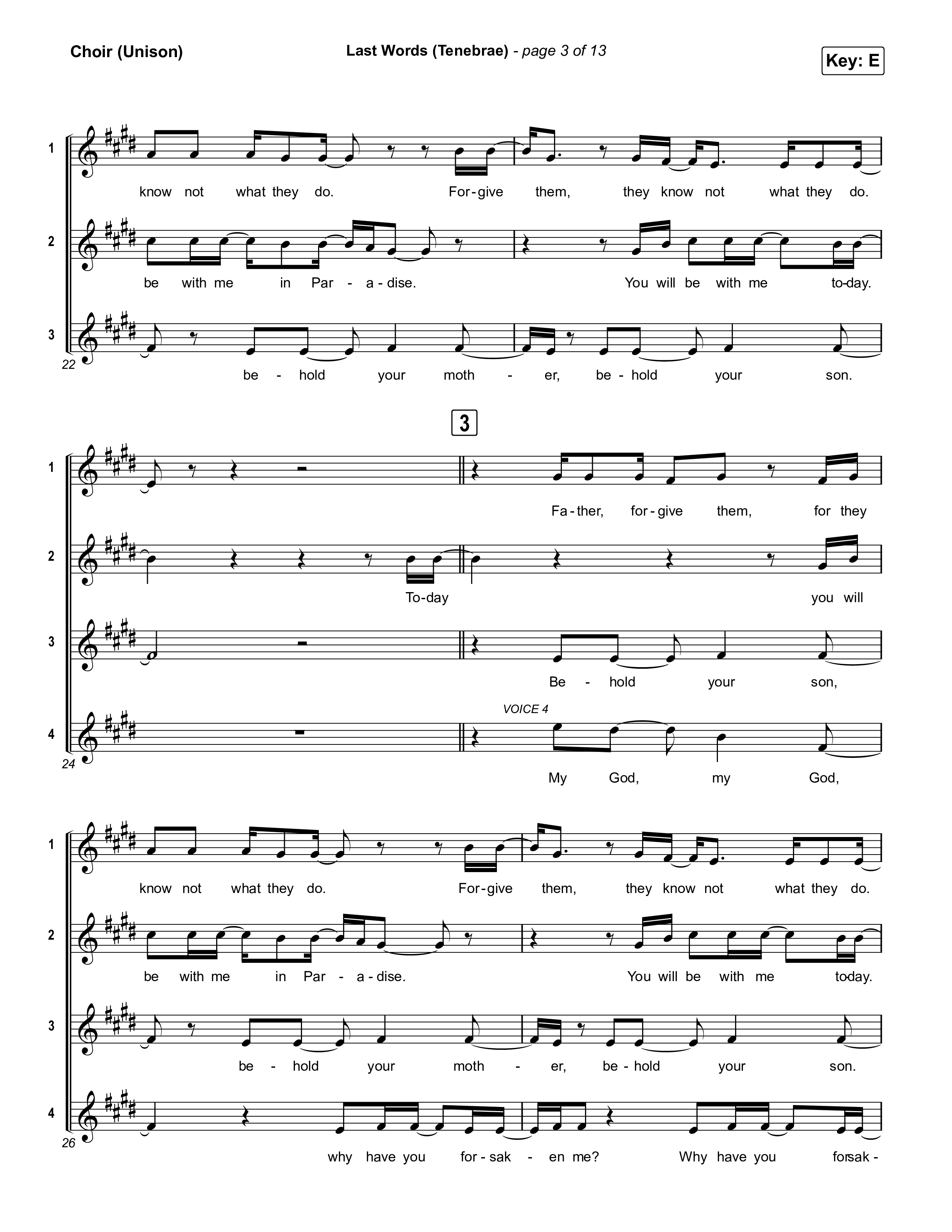 Last Words (Tenebrae) Choir Sheet (Unison) (The Worship Initiative)