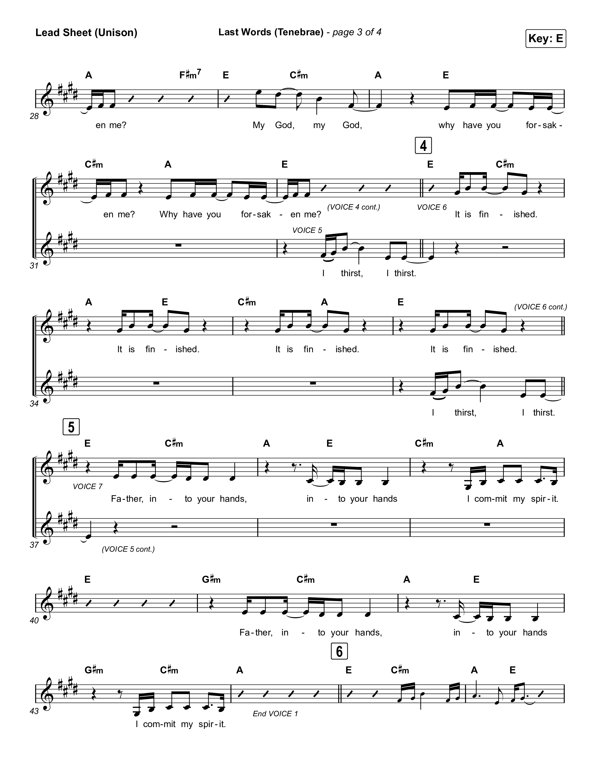 Last Words (Tenebrae) Lead Sheet (Unison) (The Worship Initiative)