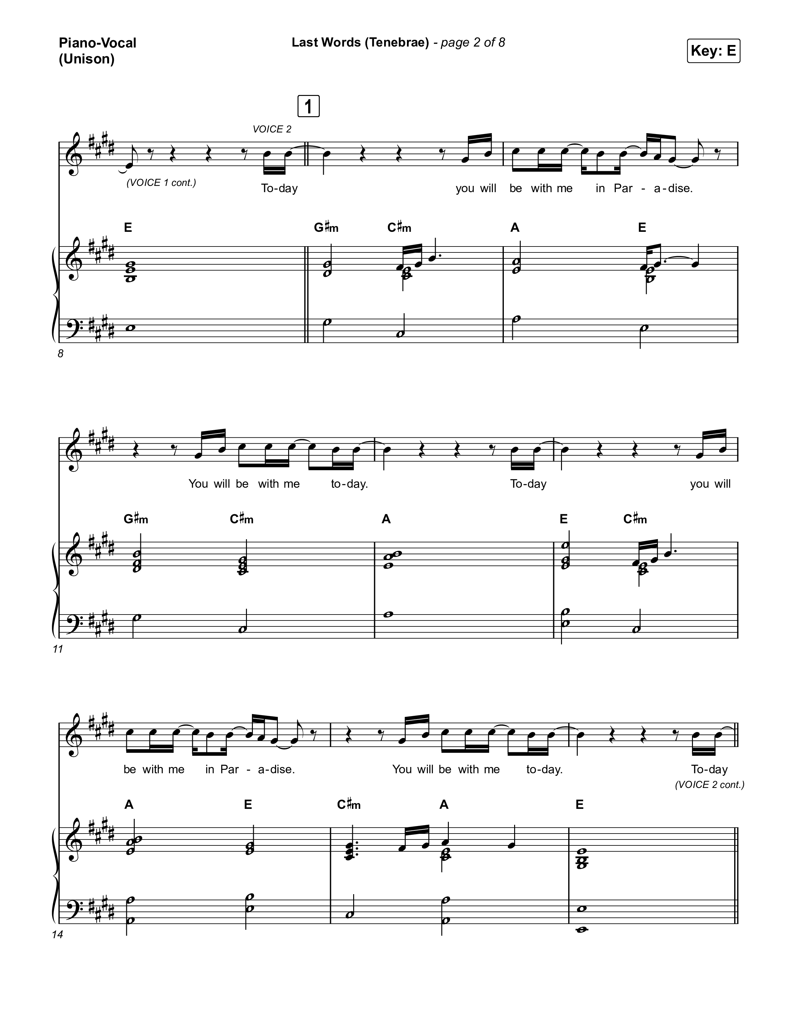 Last Words (Tenebrae) Piano/Vocal (Unison) (The Worship Initiative)