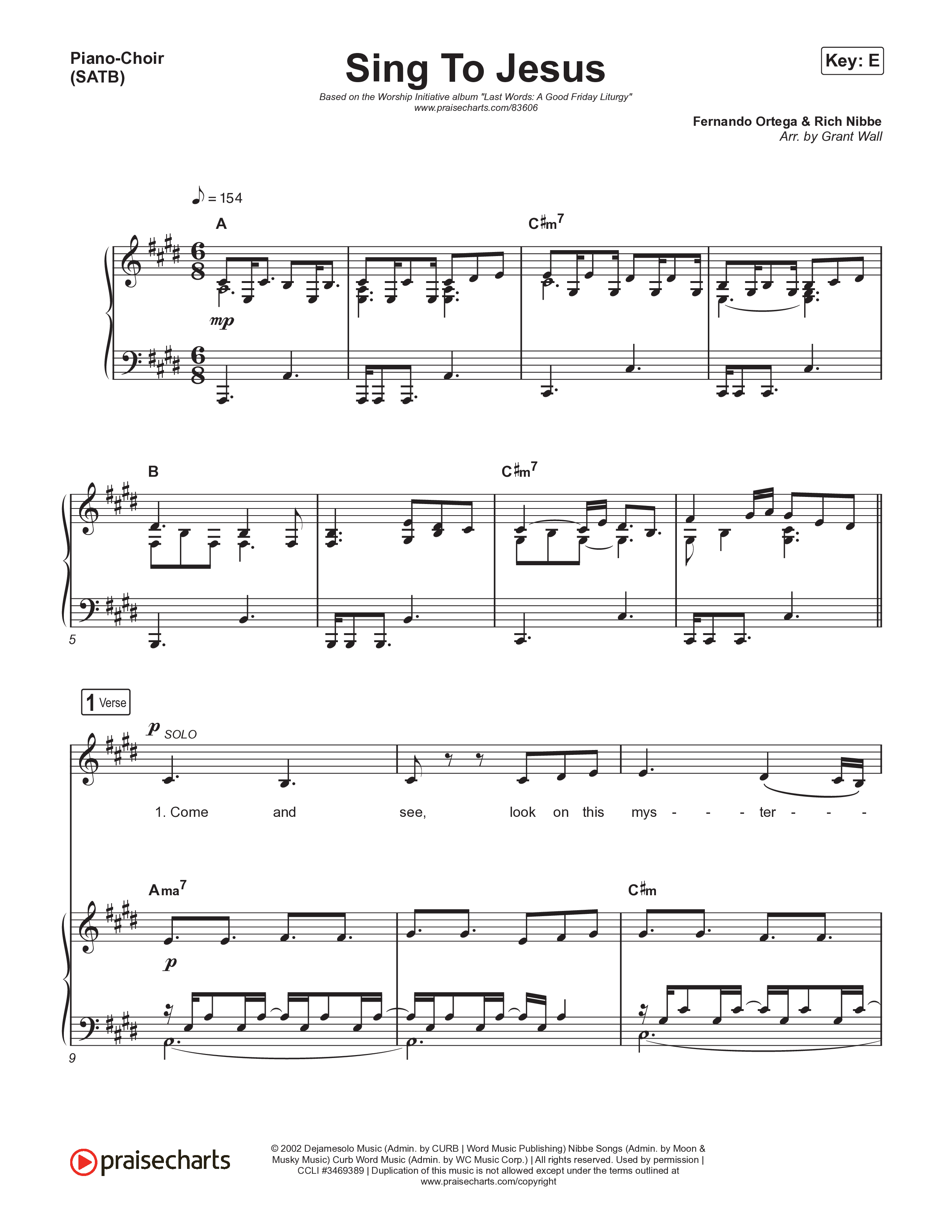 Sing To Jesus Piano/Vocal (SATB) (The Worship Initiative)