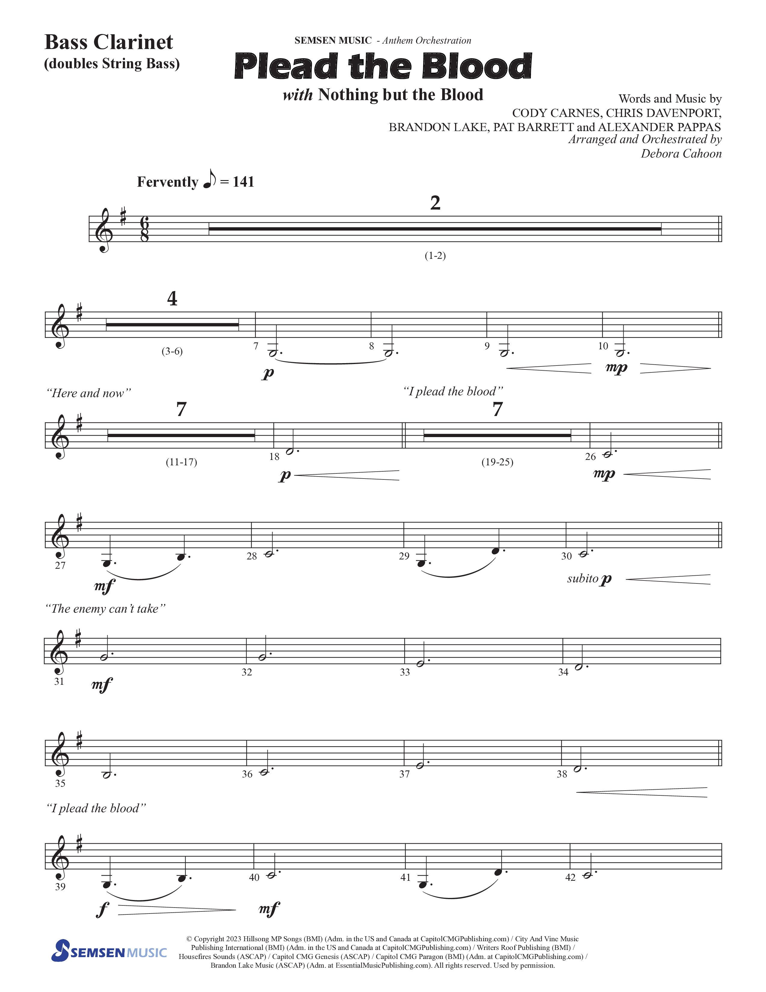 Plead The Blood (with Nothing But The Blood) (Choral Anthem SATB) Bass Clarinet (Semsen Music / Arr. Debora Cahoon)