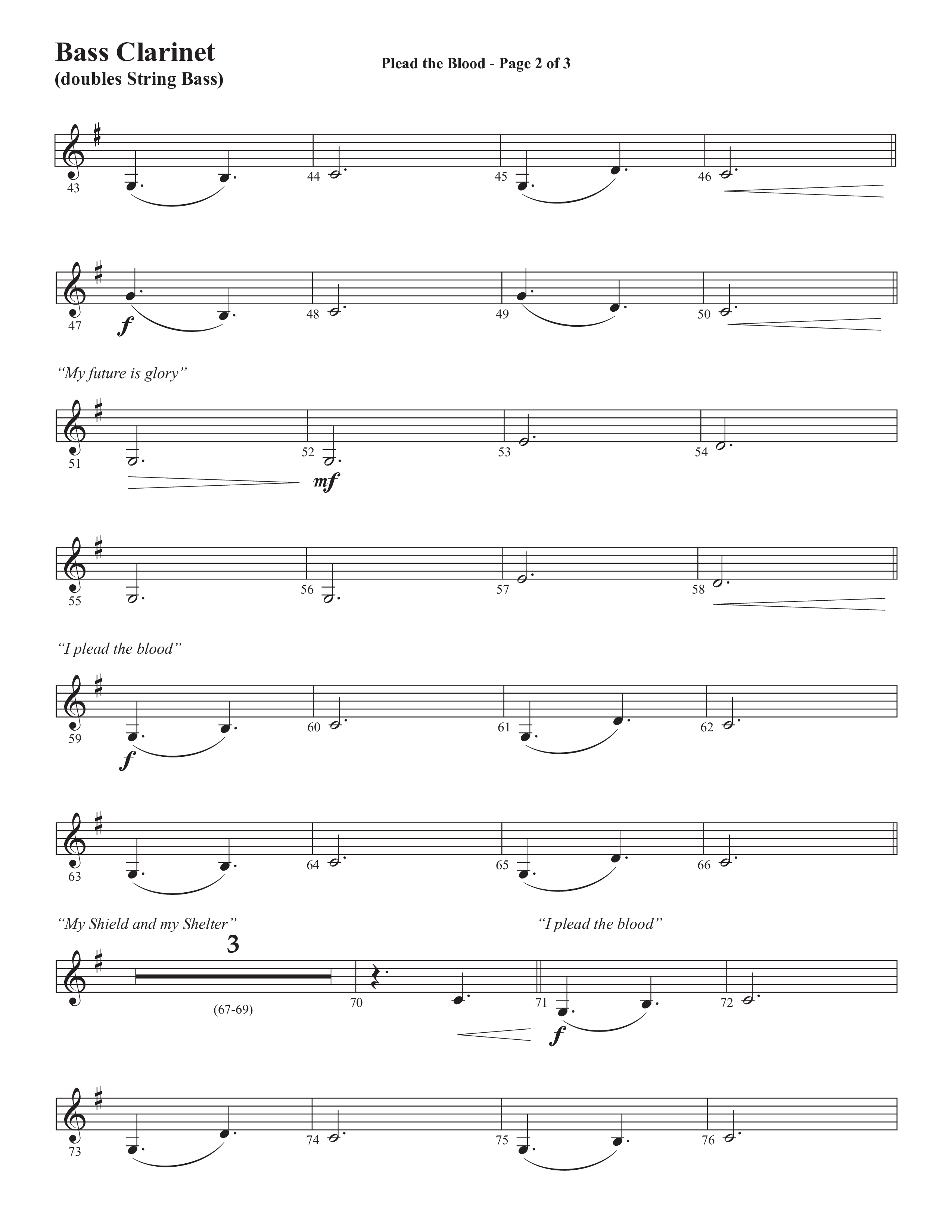 Plead The Blood (with Nothing But The Blood) (Choral Anthem SATB) Bass Clarinet (Semsen Music / Arr. Debora Cahoon)