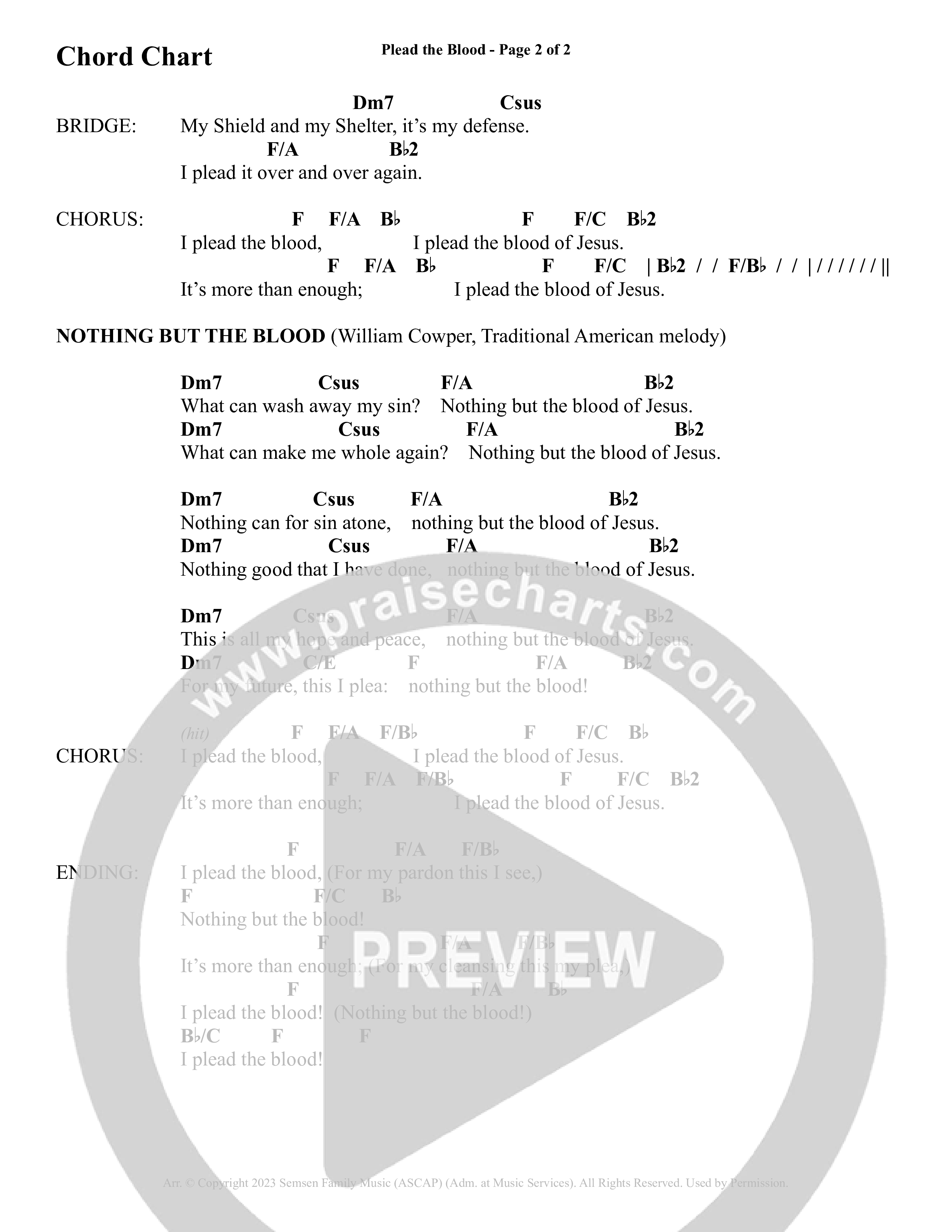Plead The Blood (with Nothing But The Blood) (Choral Anthem SATB) Chords & Lead Sheet (Semsen Music / Arr. Debora Cahoon)