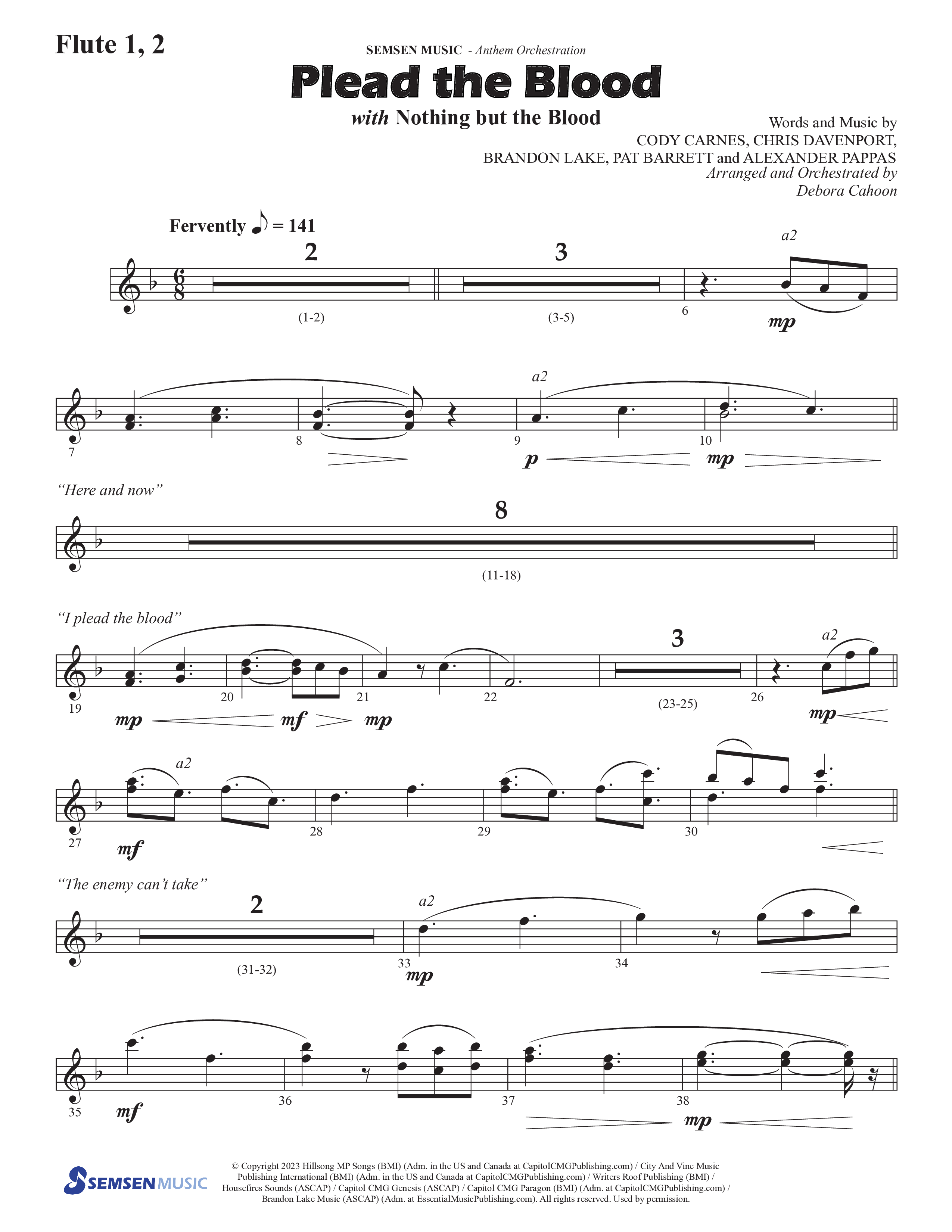 Plead The Blood (with Nothing But The Blood) (Choral Anthem SATB) Flute 1/2 (Semsen Music / Arr. Debora Cahoon)