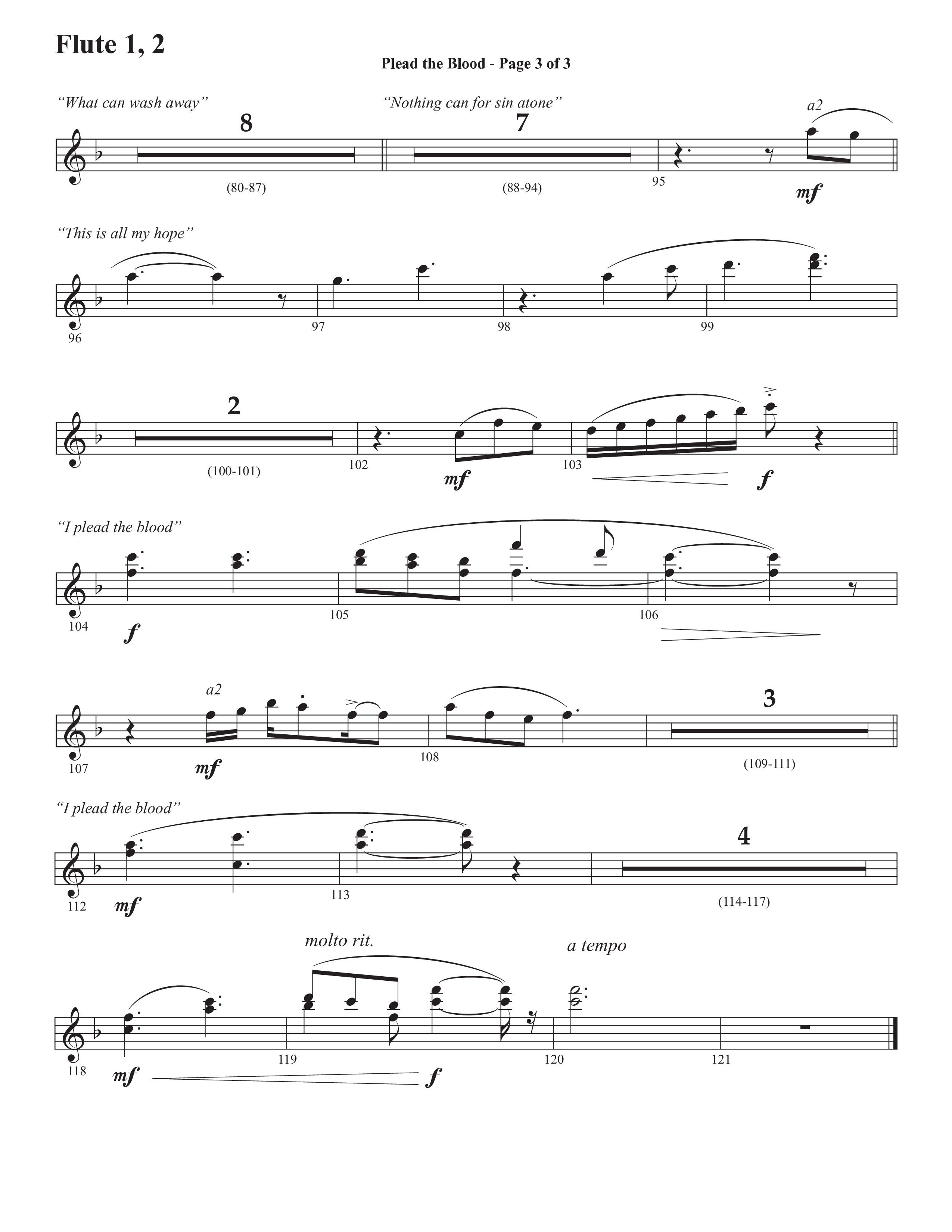 Plead The Blood (with Nothing But The Blood) (Choral Anthem SATB) Flute 1/2 (Semsen Music / Arr. Debora Cahoon)