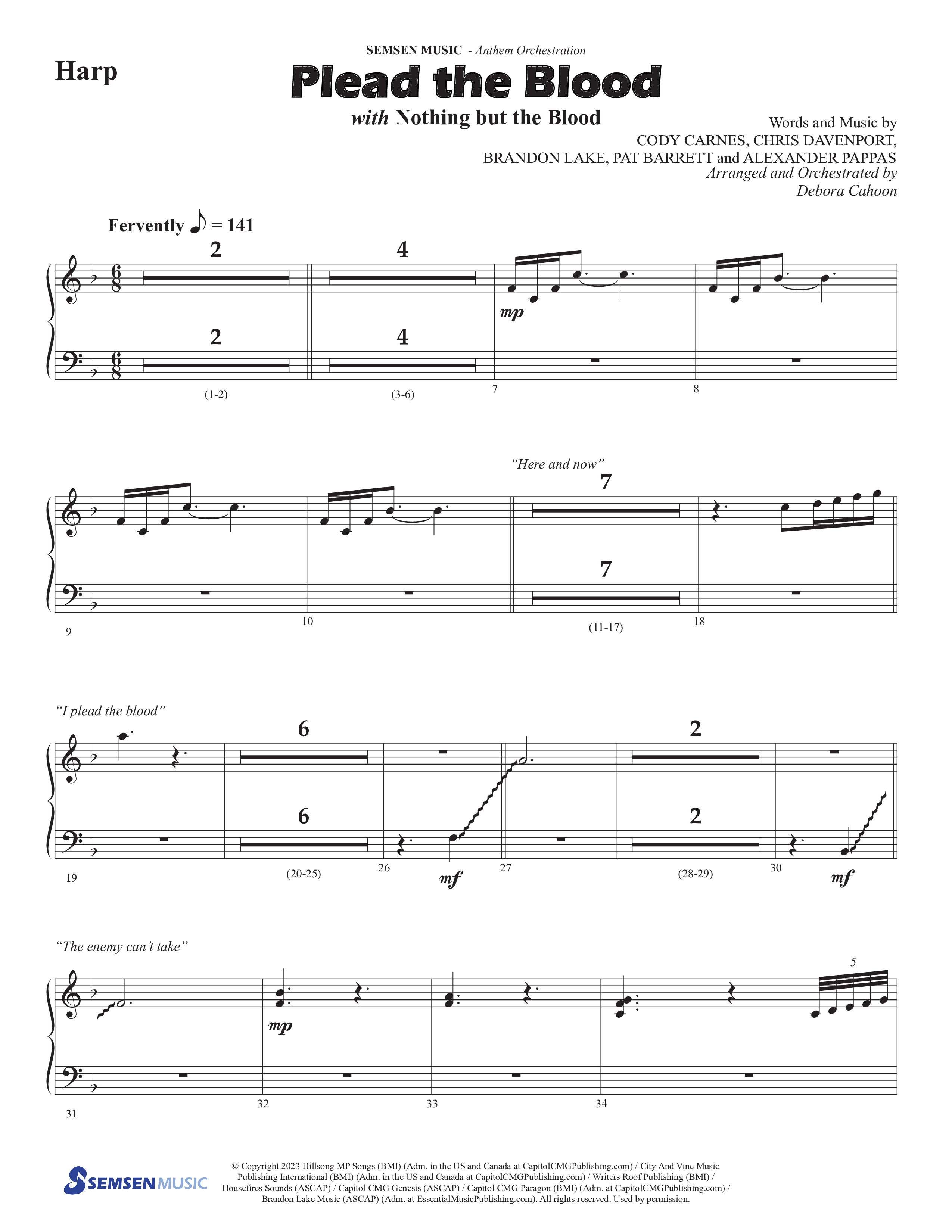 Plead The Blood (with Nothing But The Blood) (Choral Anthem SATB) Harp (Semsen Music / Arr. Debora Cahoon)