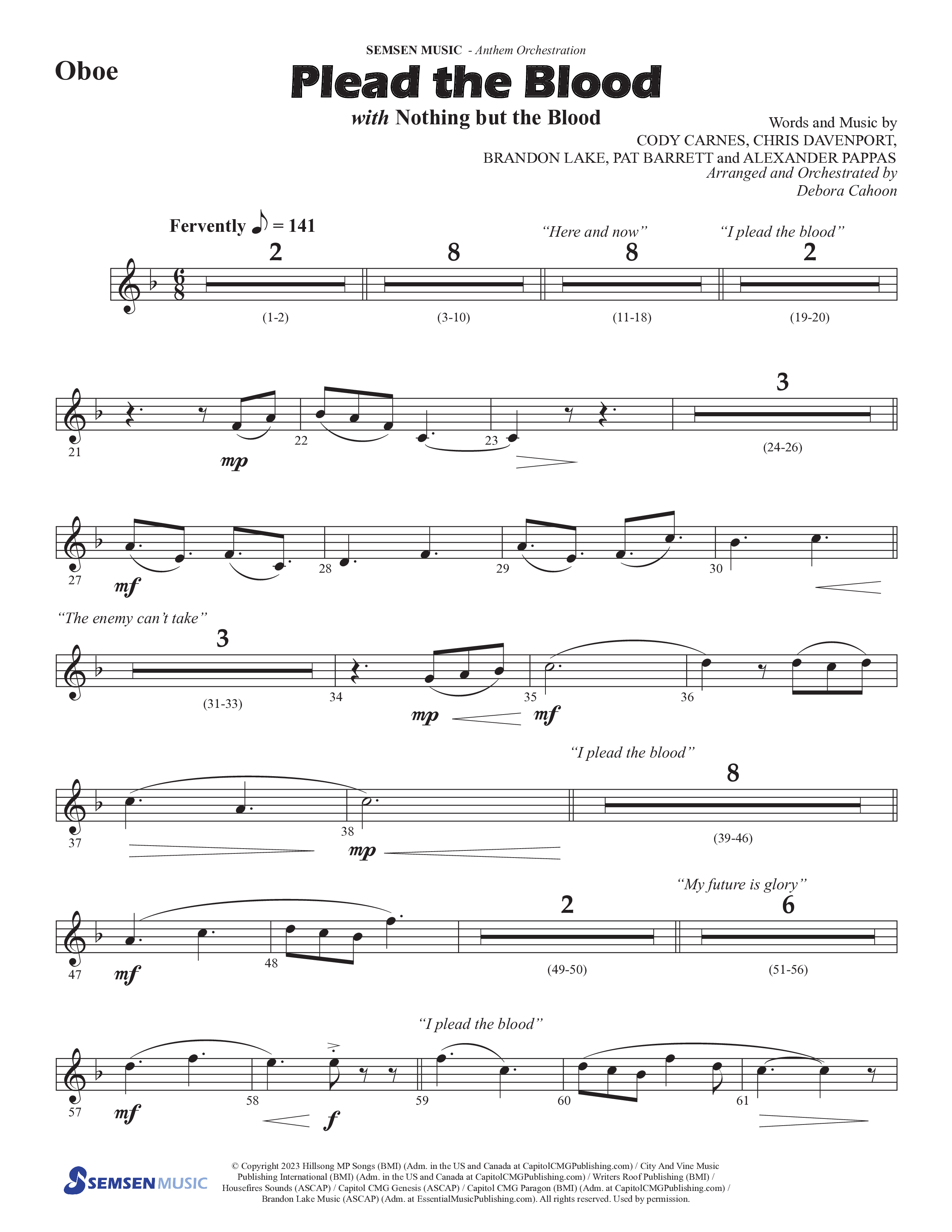 Plead The Blood (with Nothing But The Blood) (Choral Anthem SATB) Oboe (Semsen Music / Arr. Debora Cahoon)