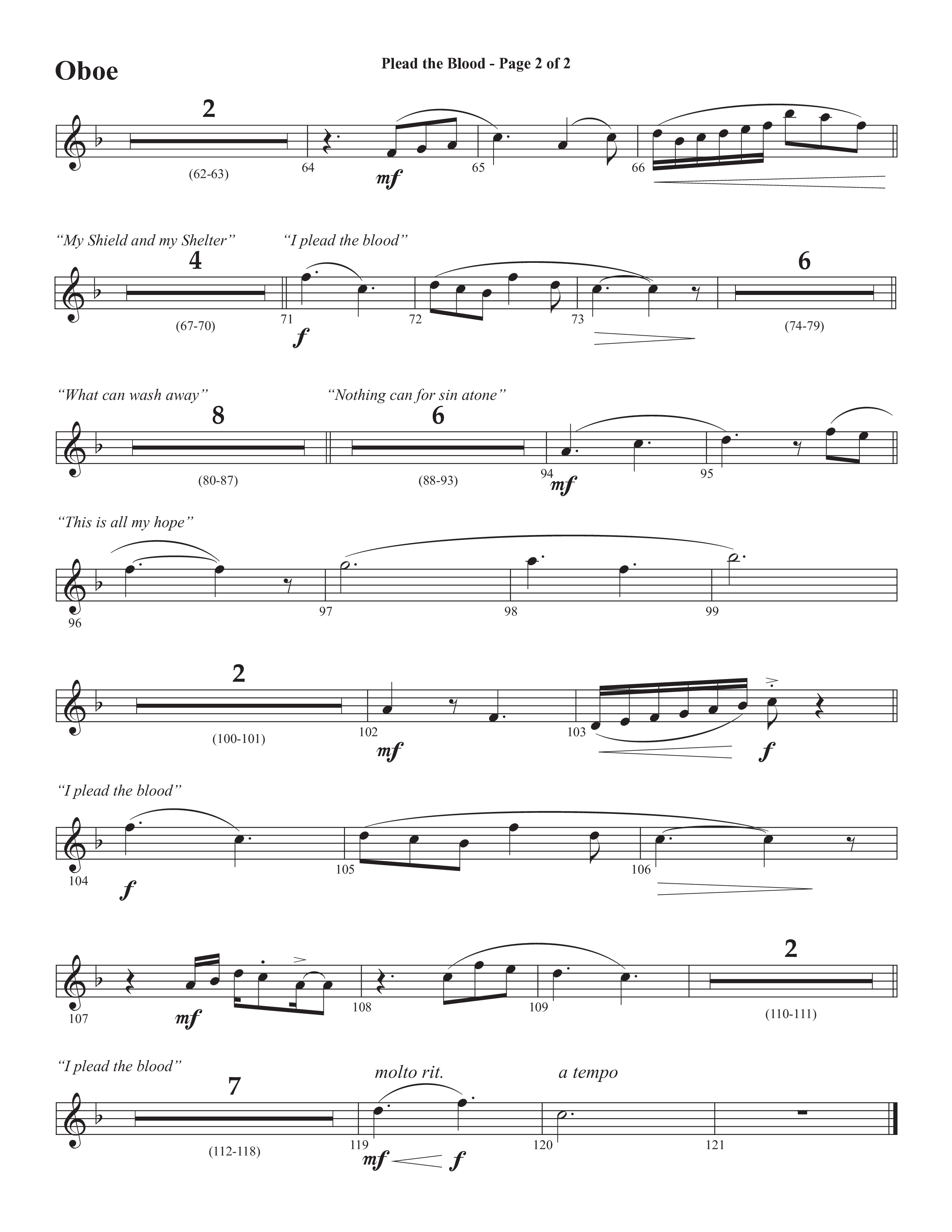 Plead The Blood (with Nothing But The Blood) (Choral Anthem SATB) Oboe (Semsen Music / Arr. Debora Cahoon)