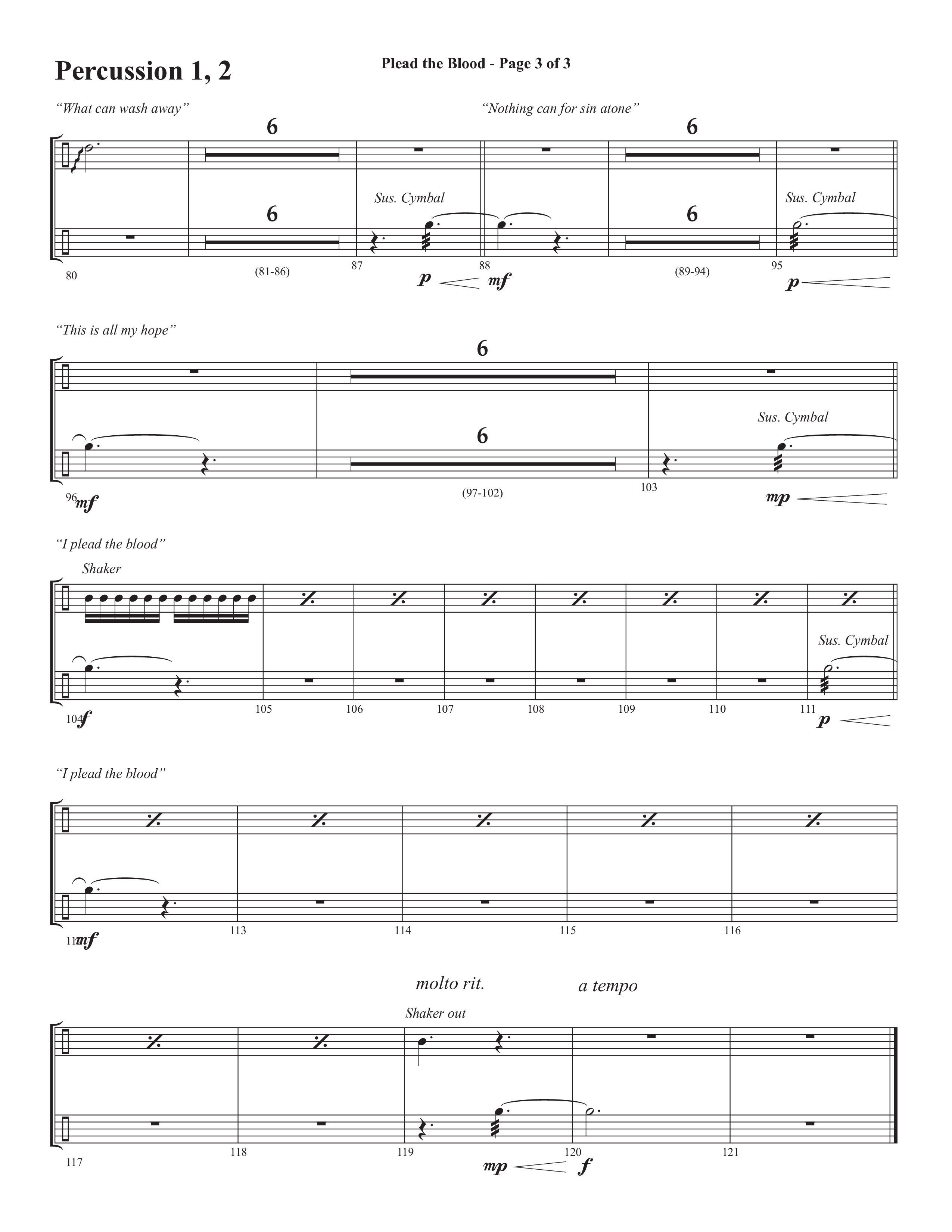Plead The Blood (with Nothing But The Blood) (Choral Anthem SATB) Percussion 1/2 (Semsen Music / Arr. Debora Cahoon)