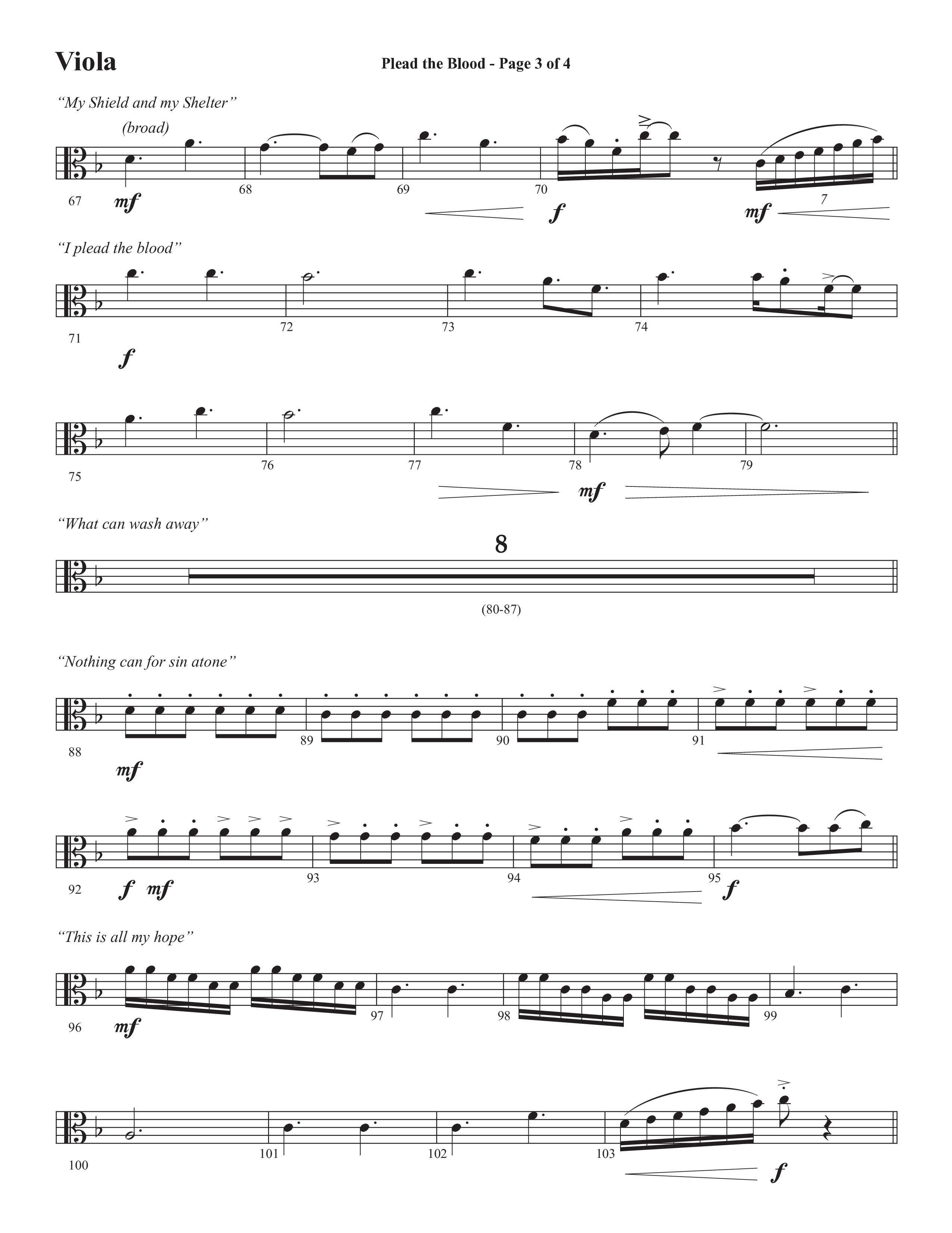 Plead The Blood (with Nothing But The Blood) (Choral Anthem SATB) Viola (Semsen Music / Arr. Debora Cahoon)