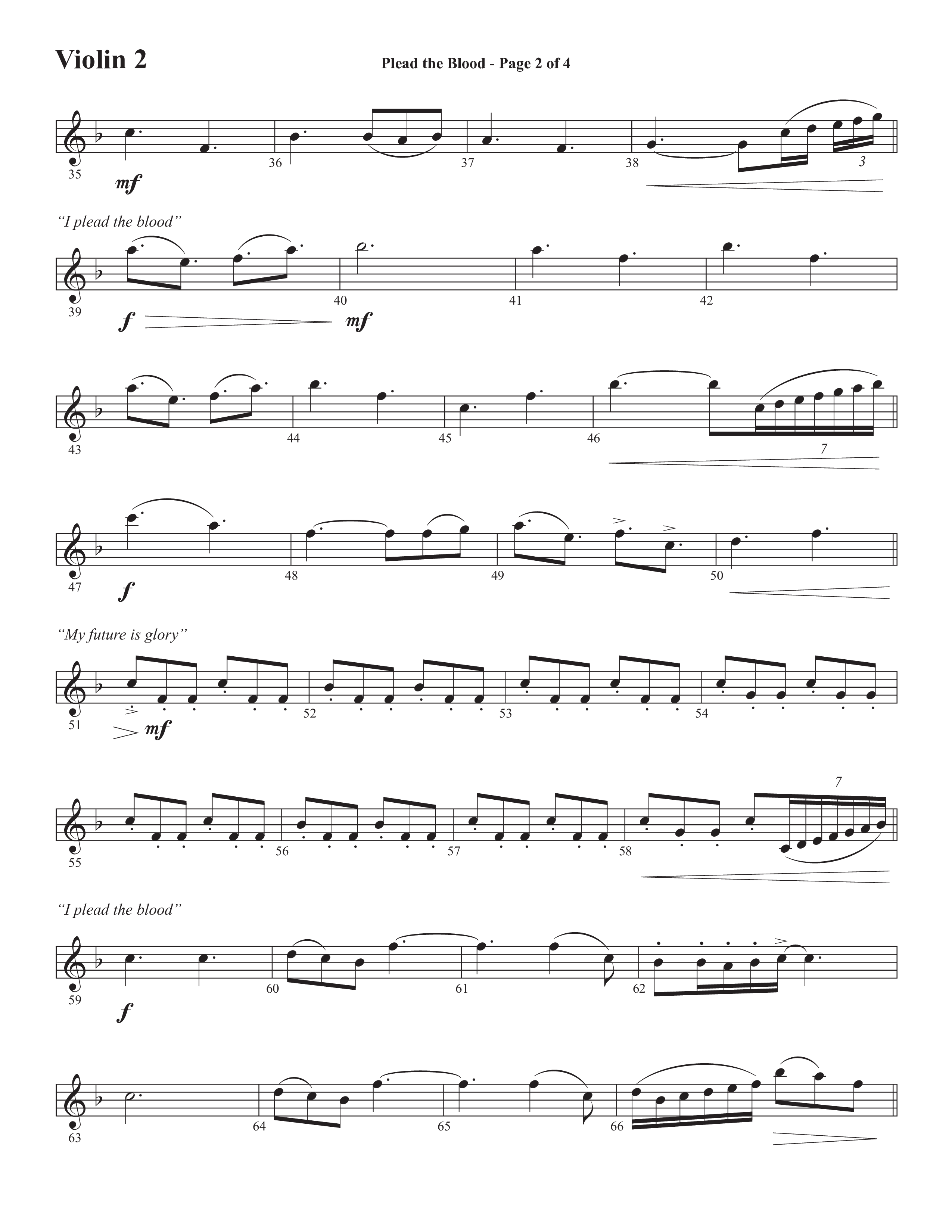 Plead The Blood (with Nothing But The Blood) (Choral Anthem SATB) Violin 2 (Semsen Music / Arr. Debora Cahoon)