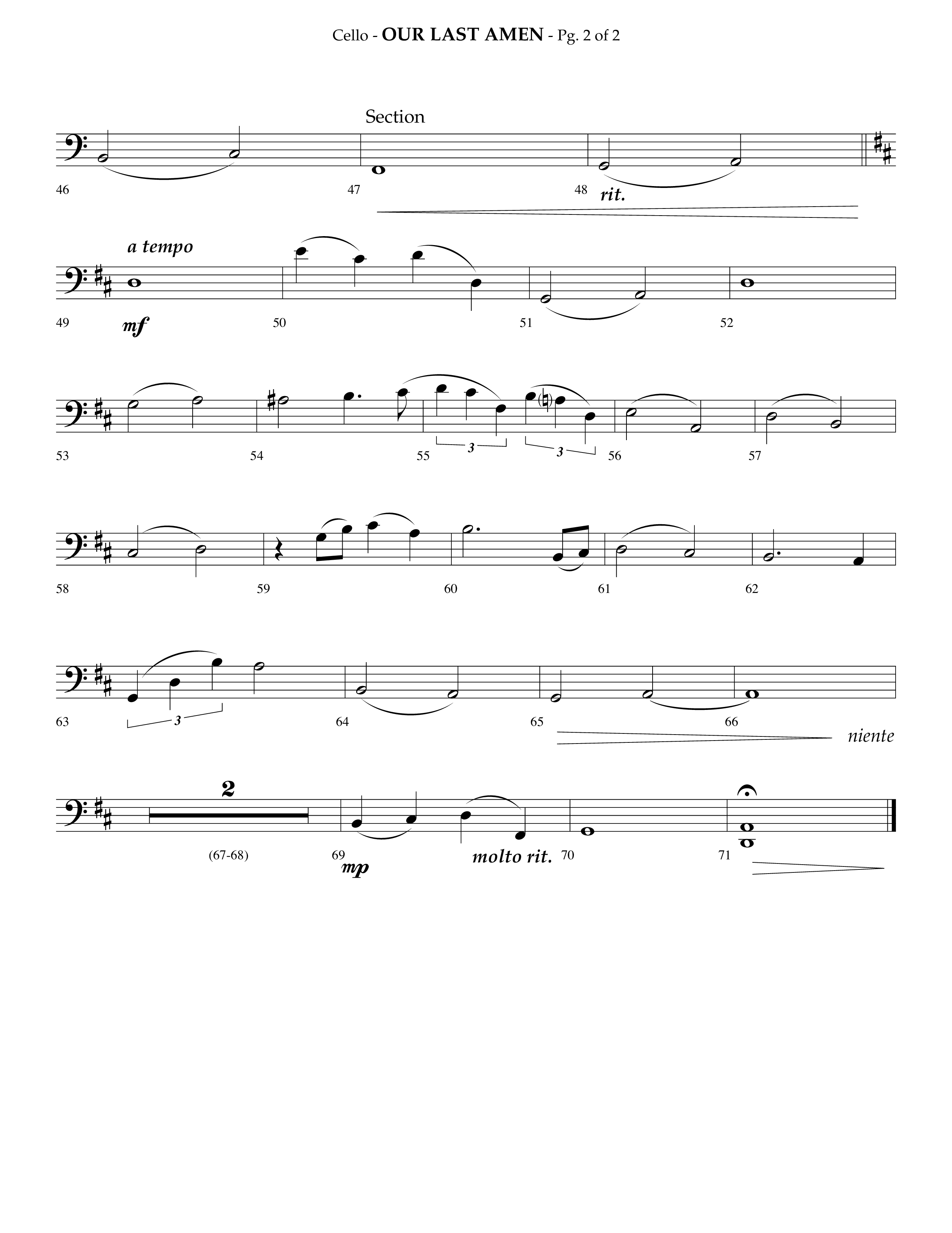 Our Last Amen (Choral Anthem SATB) Cello (Lifeway Choral / Arr. Phillip Keveren)
