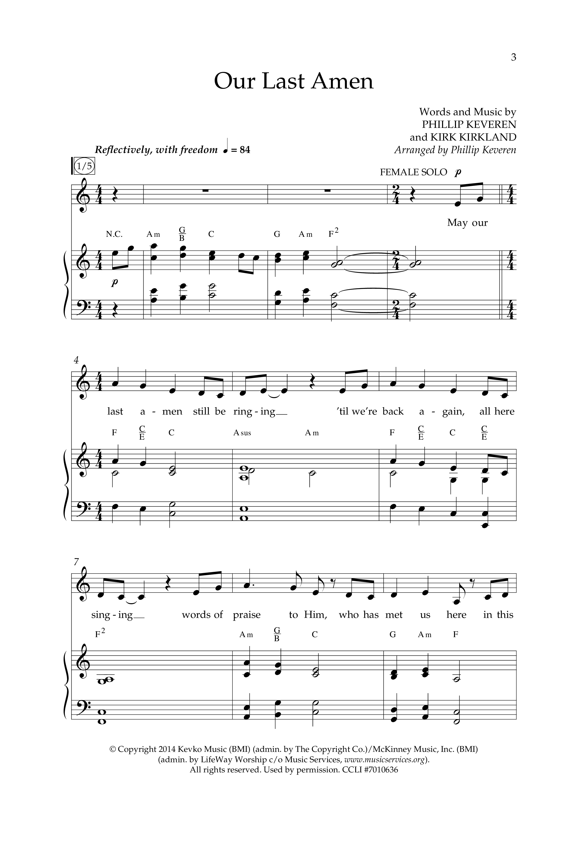 Our Last Amen (Choral Anthem SATB) Anthem (SATB/Piano) (Lifeway Choral / Arr. Phillip Keveren)