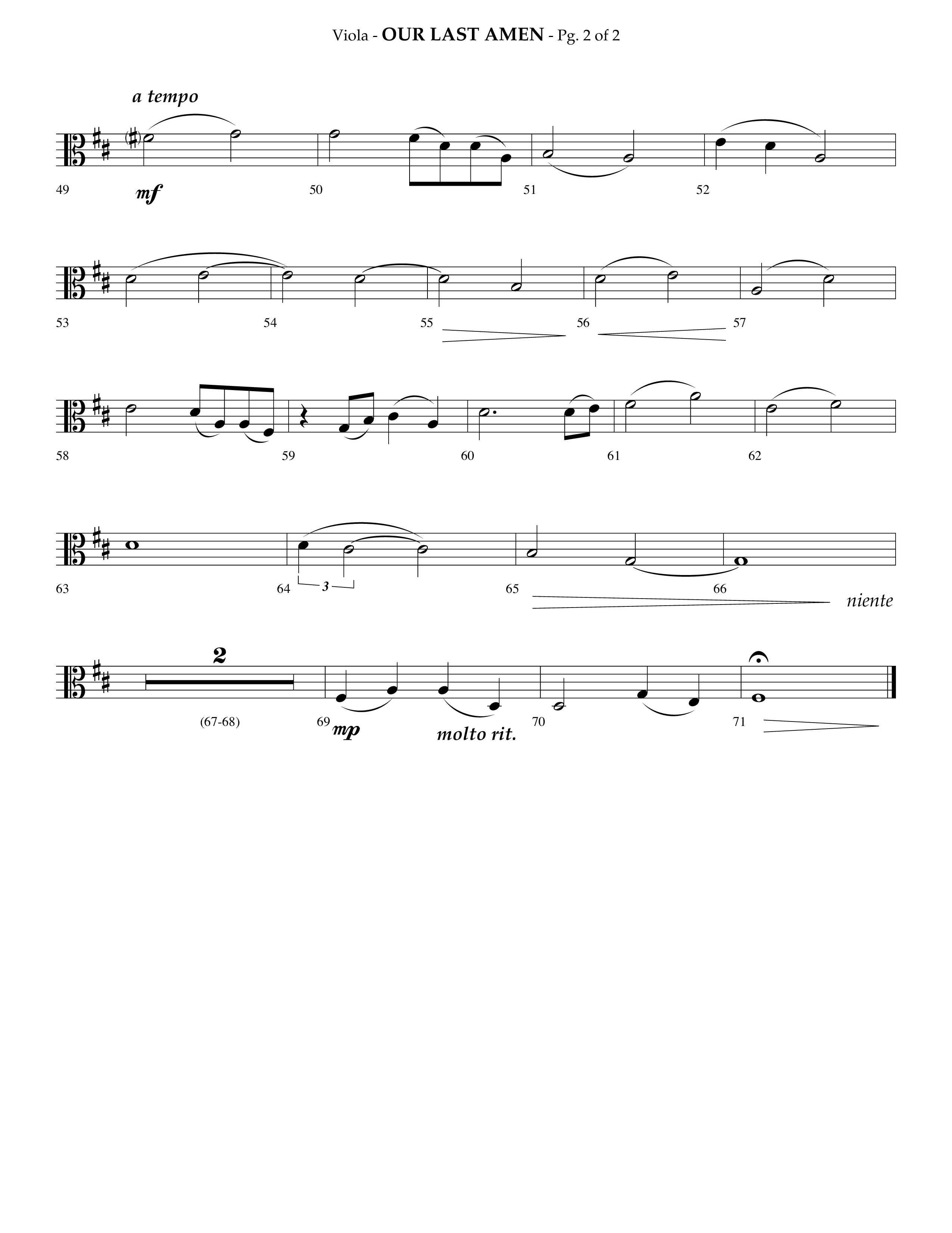 Our Last Amen (Choral Anthem SATB) Viola (Lifeway Choral / Arr. Phillip Keveren)