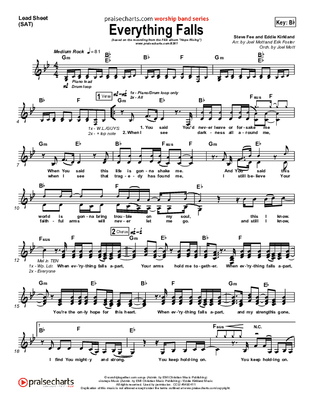 Everything Falls Lead Sheet (SAT) (FEE Band)