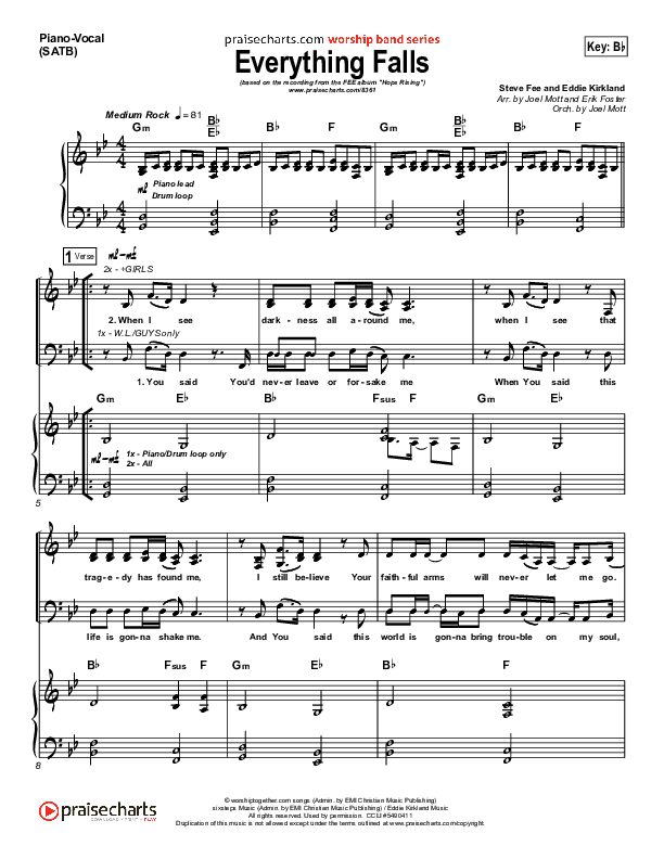 Everything Falls Piano/Vocal (FEE Band)