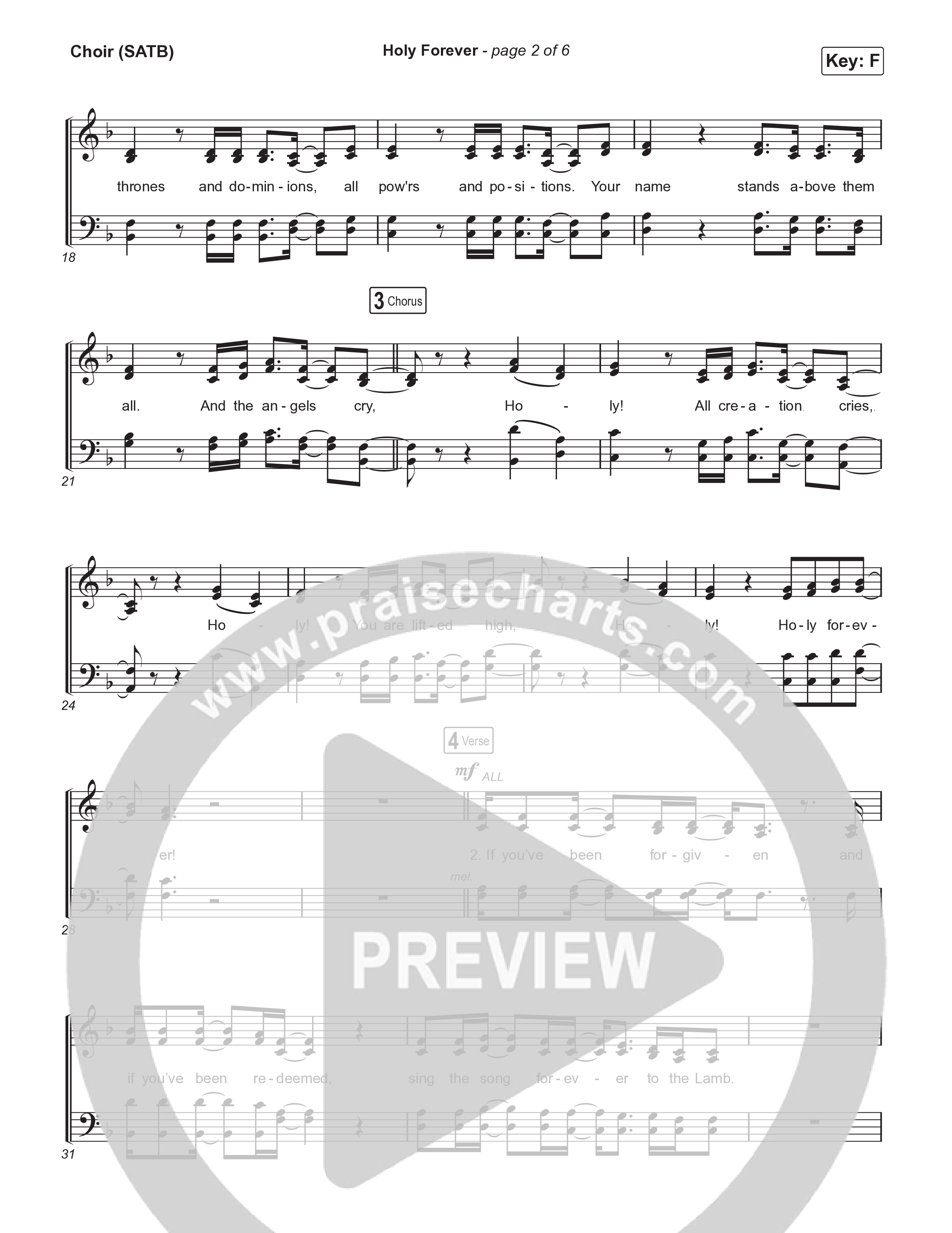 Holy Forever (Live) Choir Sheet (SATB) (Bethel Music)