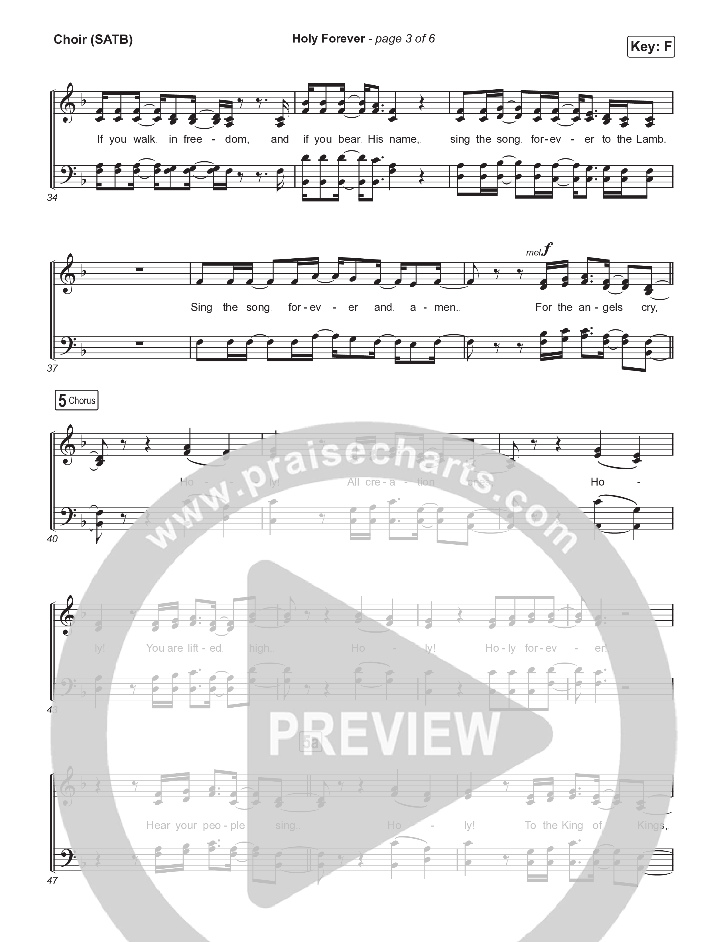 Holy Forever (Live) Choir Sheet (SATB) (Bethel Music)