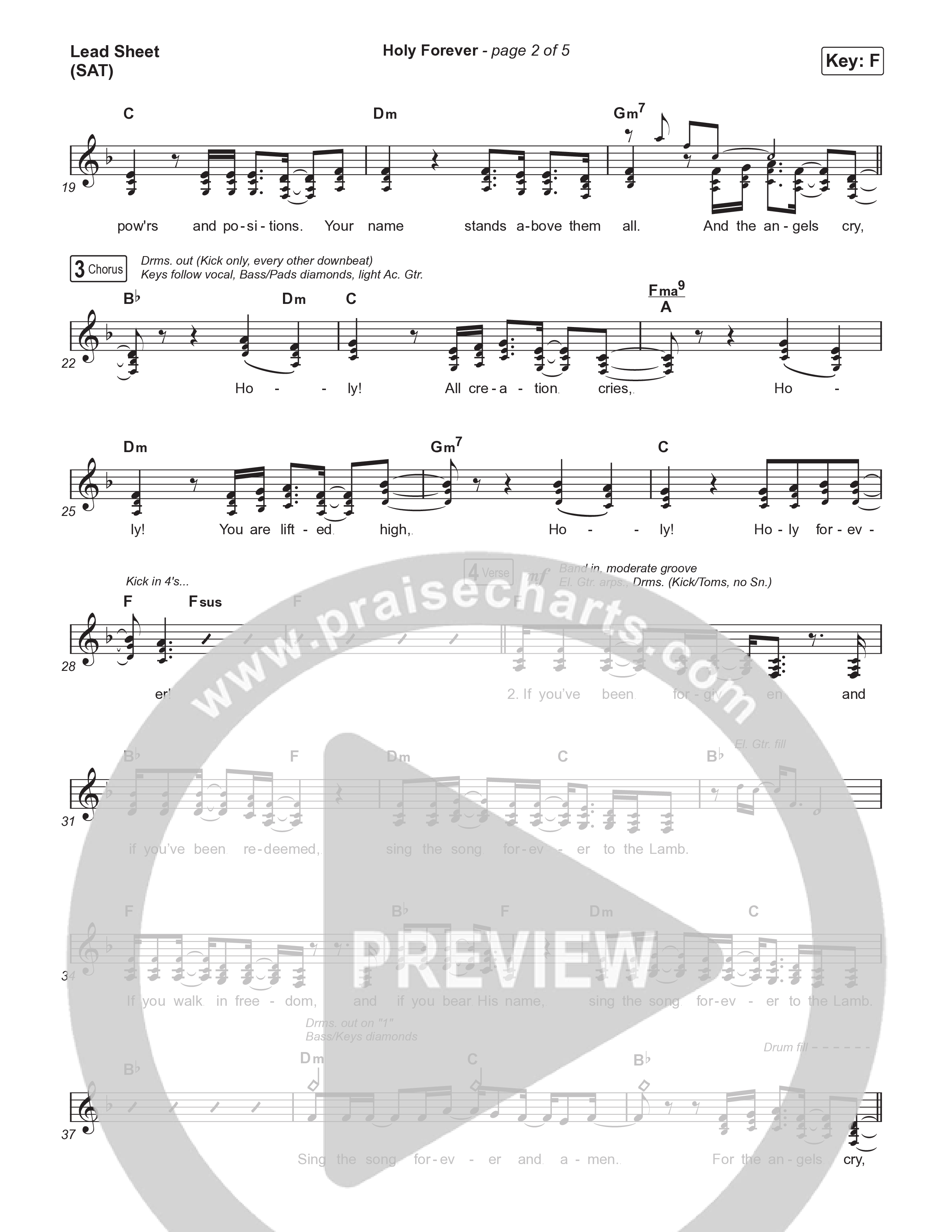 Holy Forever (Live) Lead Sheet (SAT) (Bethel Music)