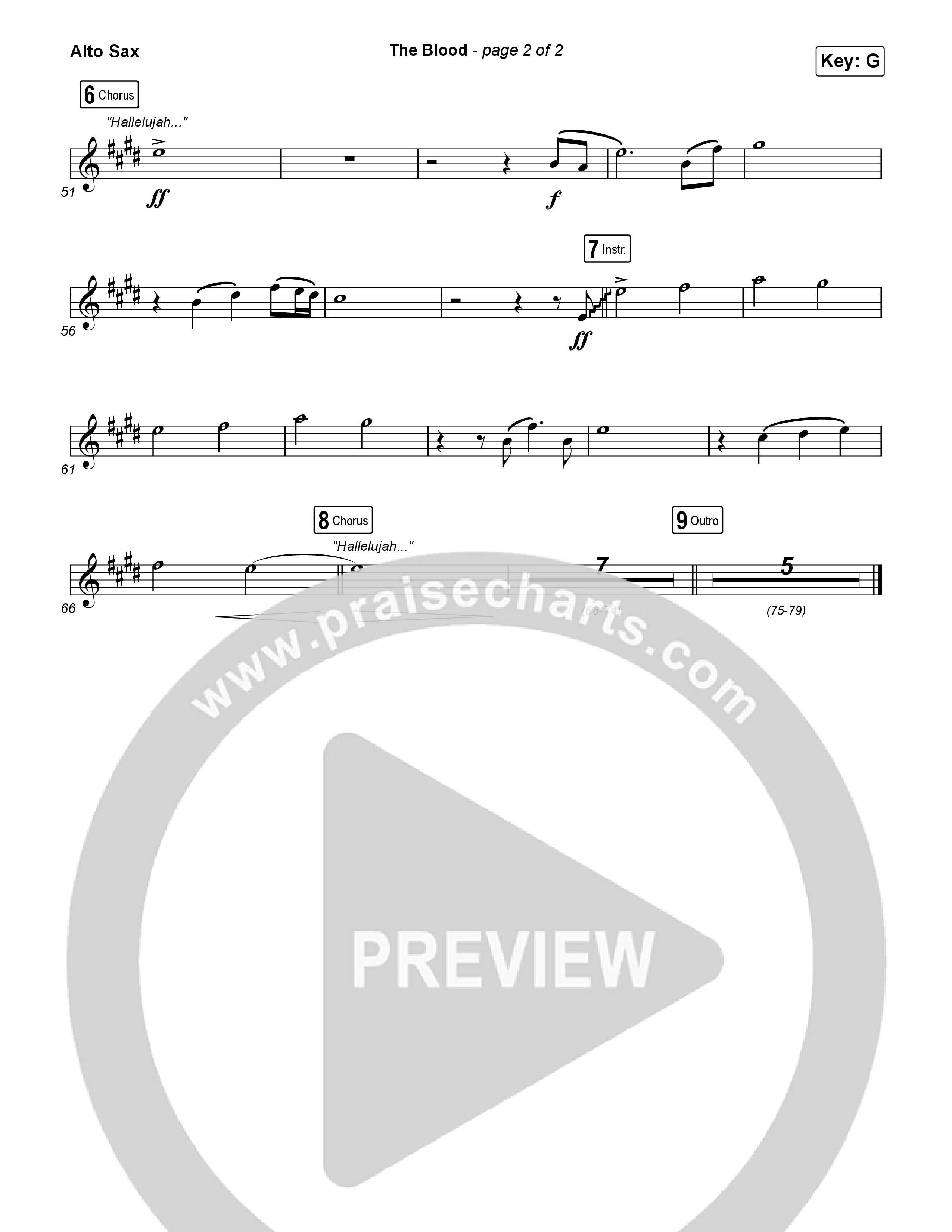 The Blood (Live) Alto Sax (Bethel Music / David Funk)