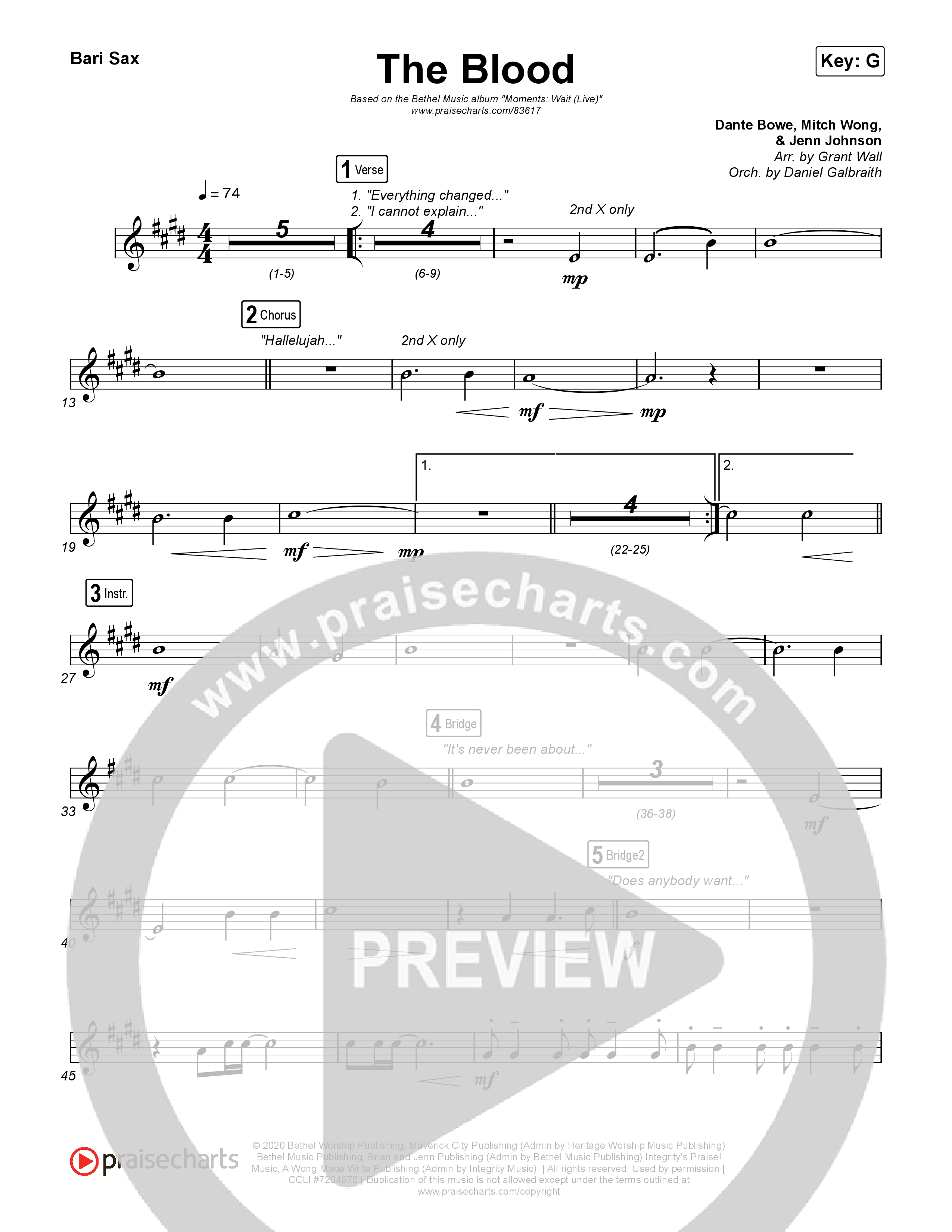 The Blood (Live) Bari Sax (Bethel Music / David Funk)