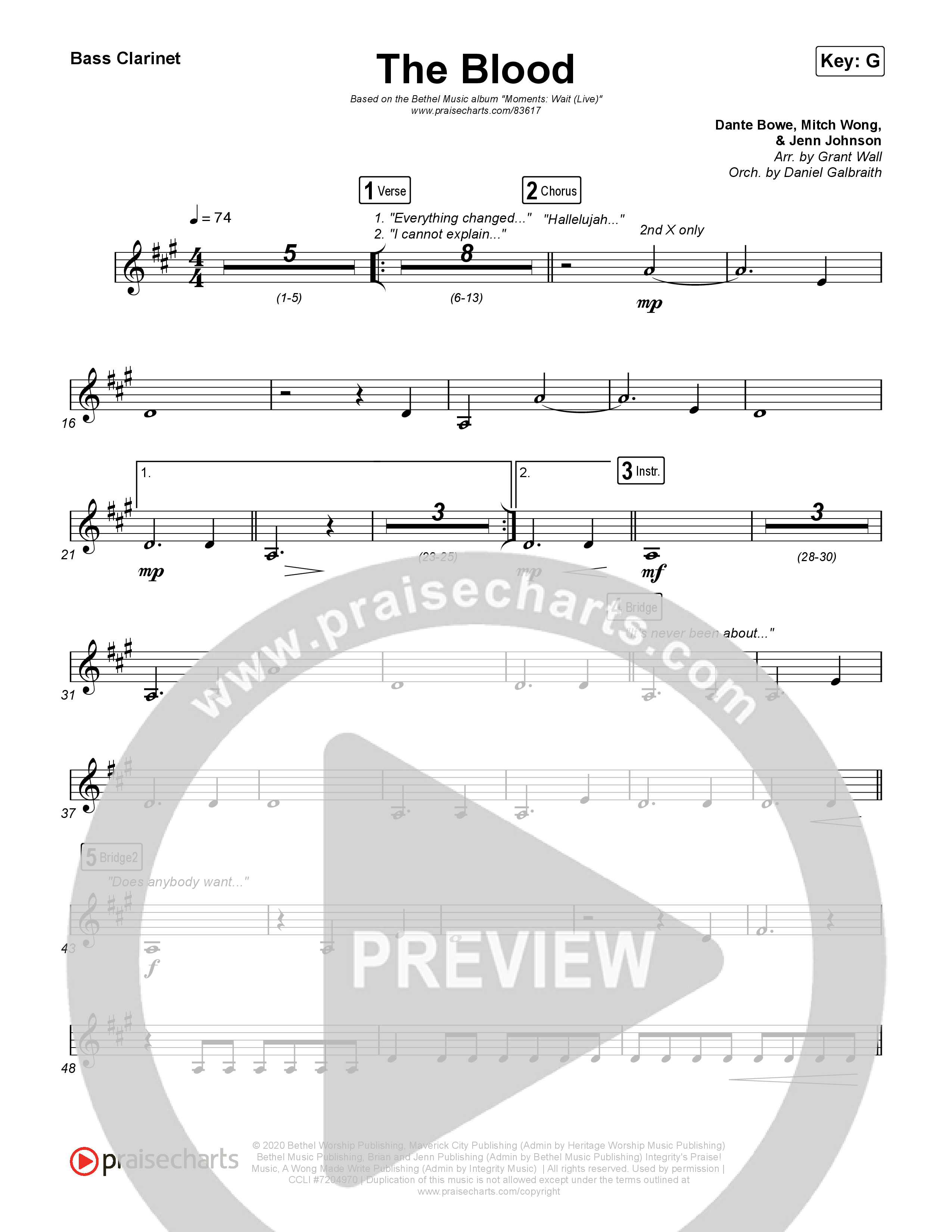 The Blood (Live) Bass Clarinet (Bethel Music / David Funk)