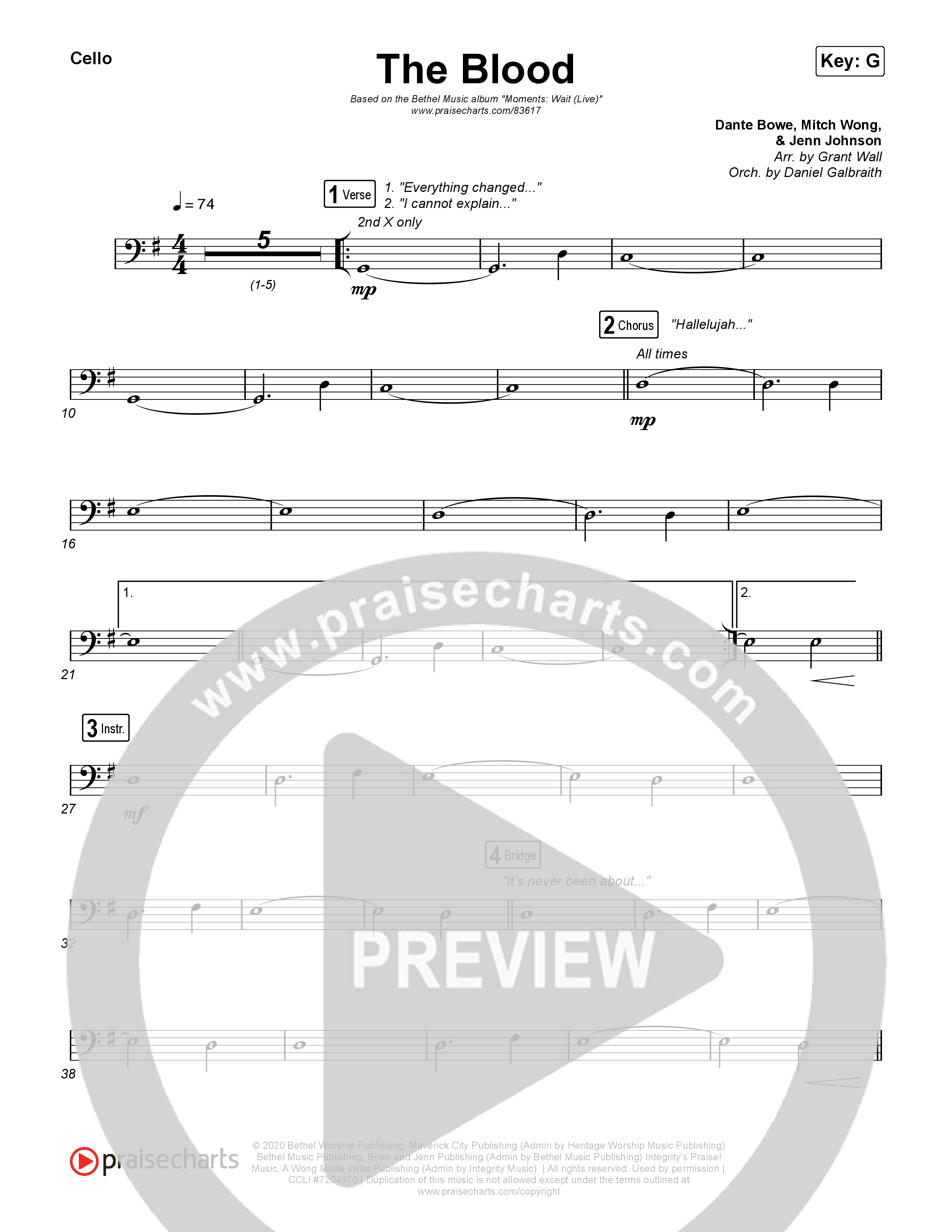 The Blood (Live) Cello (Bethel Music / David Funk)