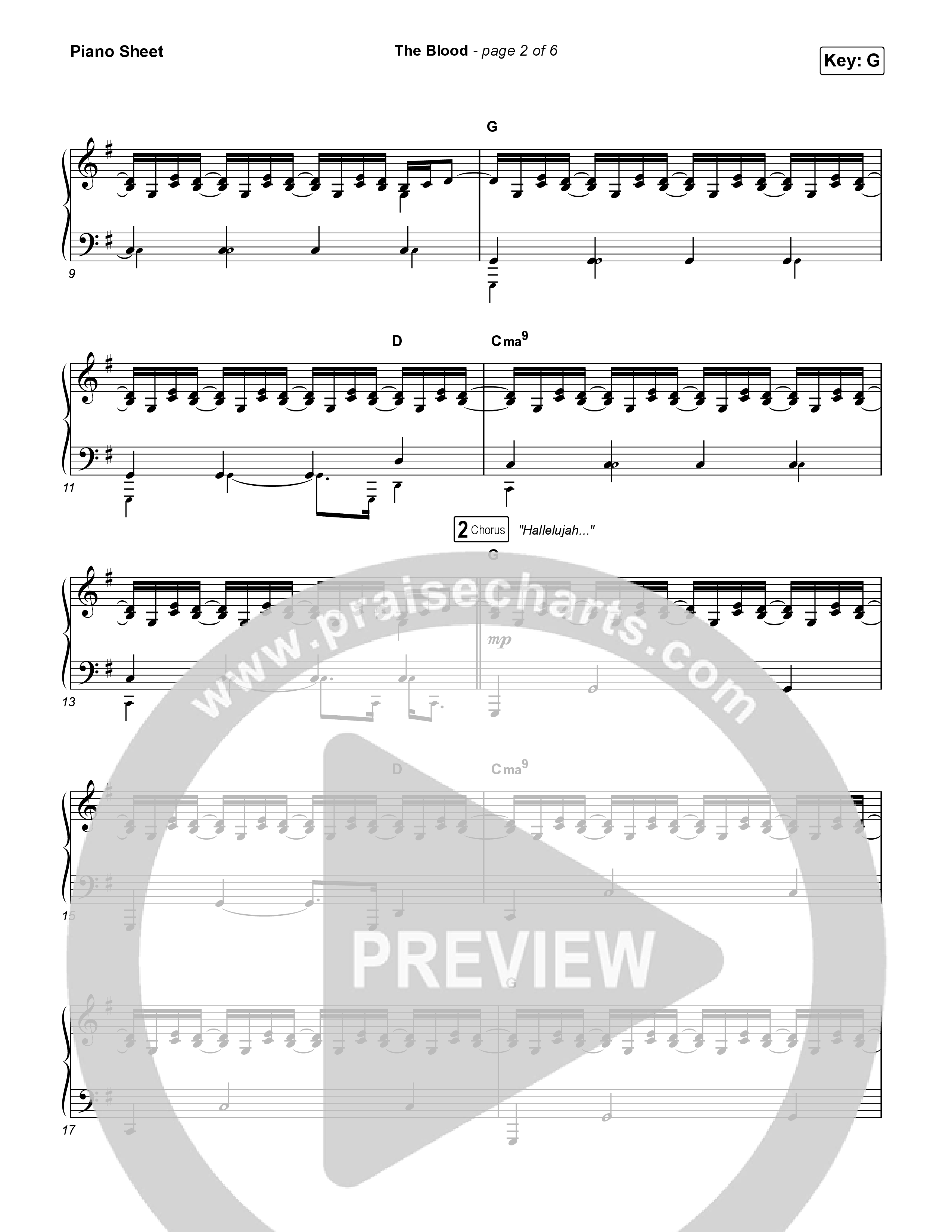 The Blood (Live) Piano Sheet (Bethel Music / David Funk)