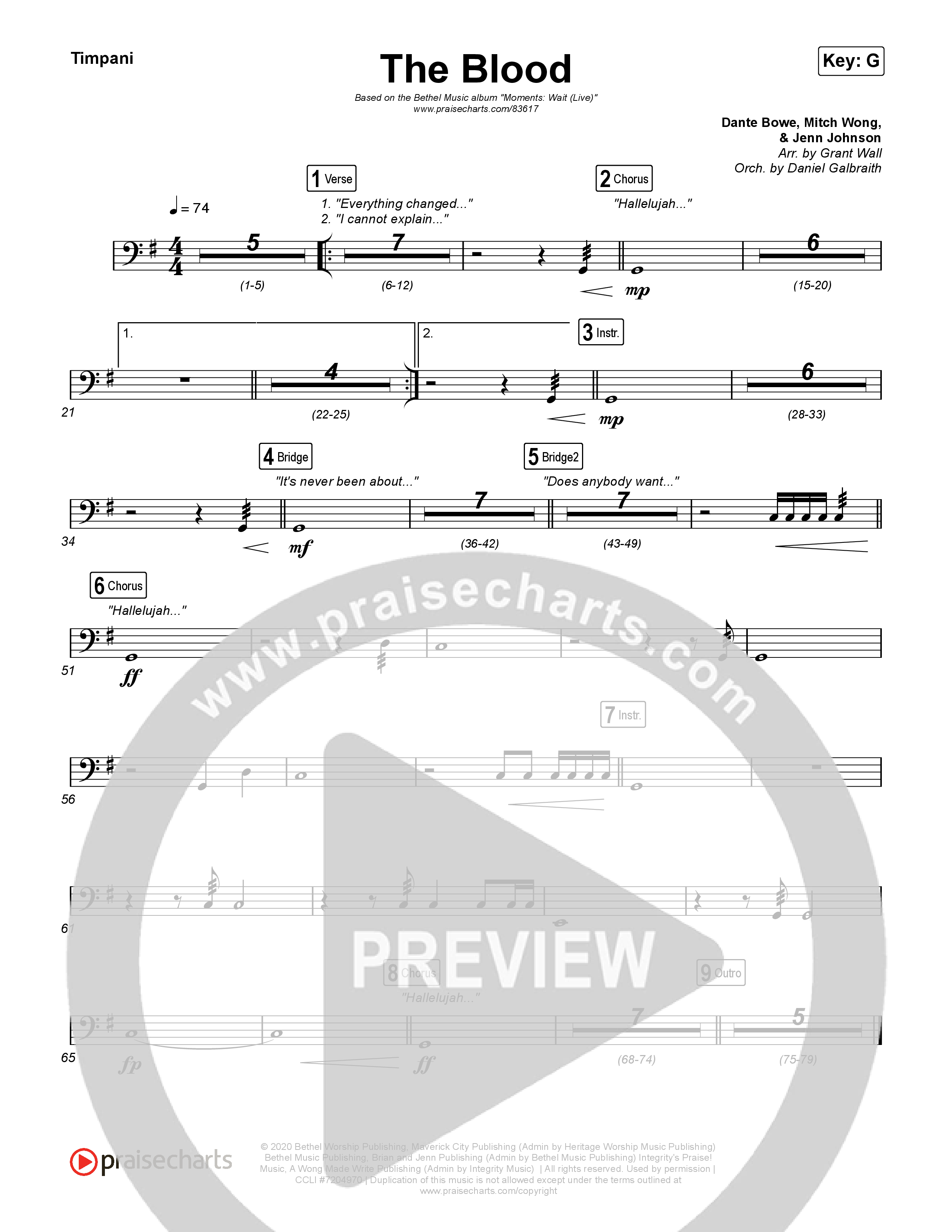 The Blood (Live) Timpani (Bethel Music / David Funk)
