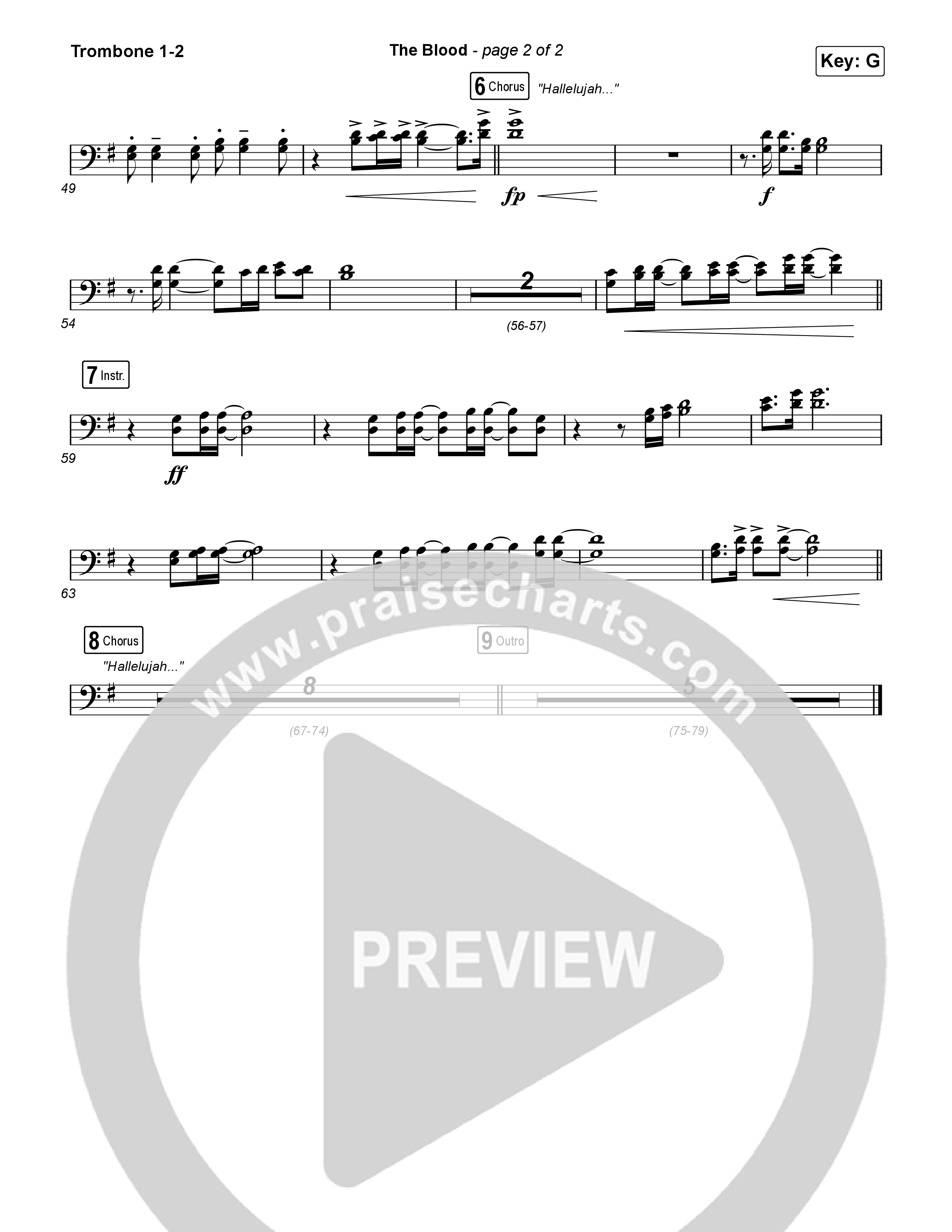 The Blood (Live) Trombone 1/2 (Bethel Music / David Funk)