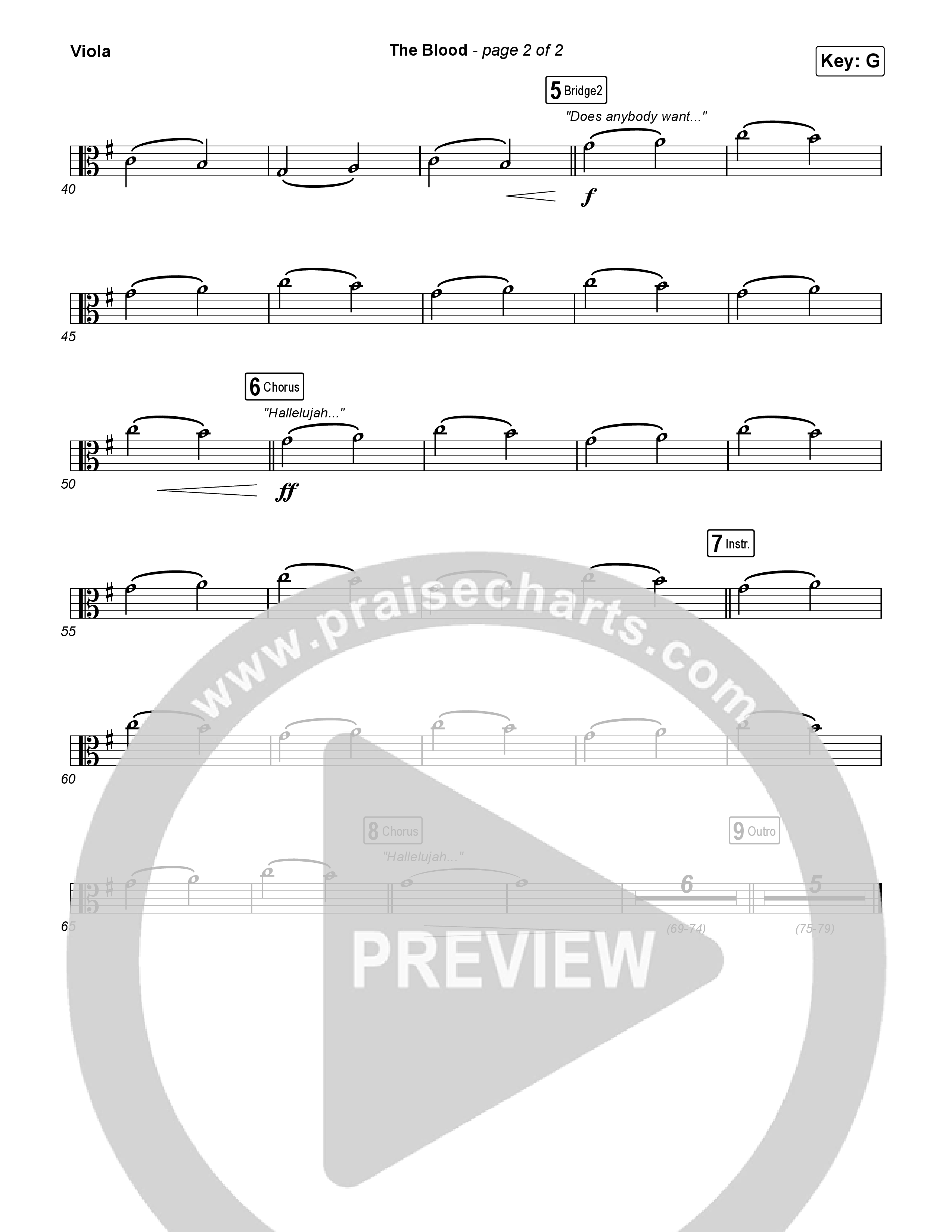 The Blood (Live) Viola (Bethel Music / David Funk)