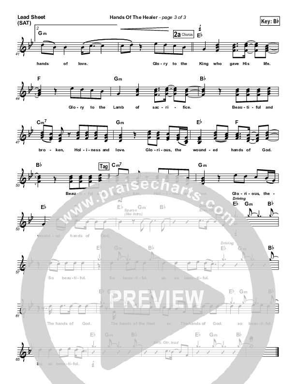Hands Of The Healer Lead Sheet (SAT) (FEE Band)