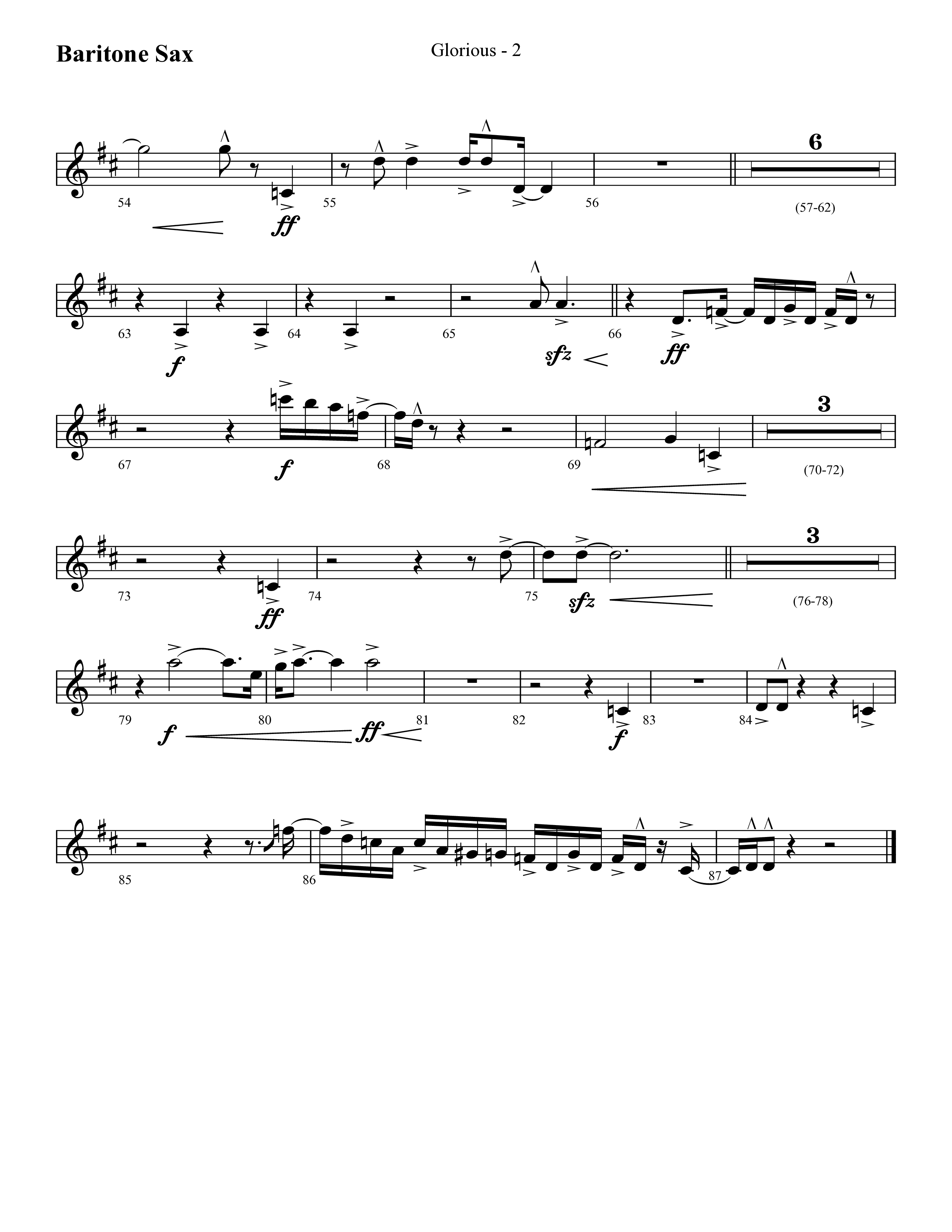 Glorious (Choral Anthem SATB) Bari Sax (Lifeway Choral / Arr. Cliff Duren)