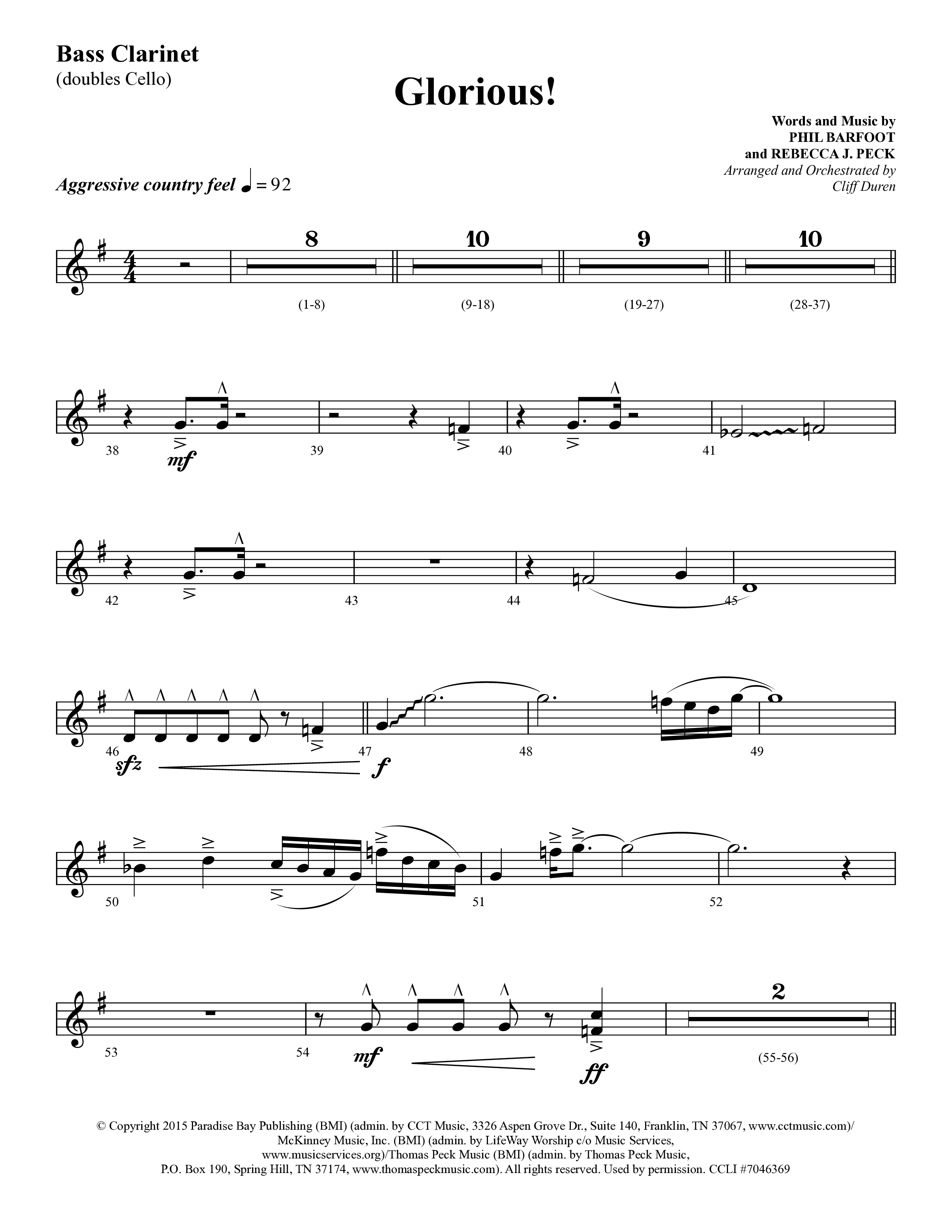 Glorious (Choral Anthem SATB) Bass Clarinet (Lifeway Choral / Arr. Cliff Duren)