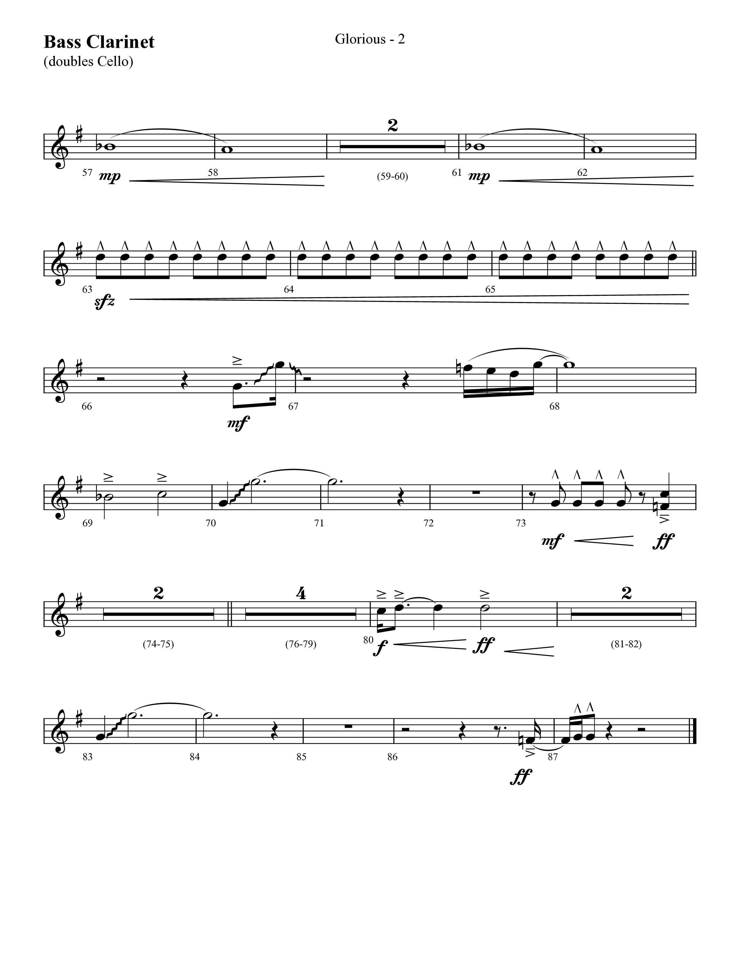 Glorious (Choral Anthem SATB) Bass Clarinet (Lifeway Choral / Arr. Cliff Duren)