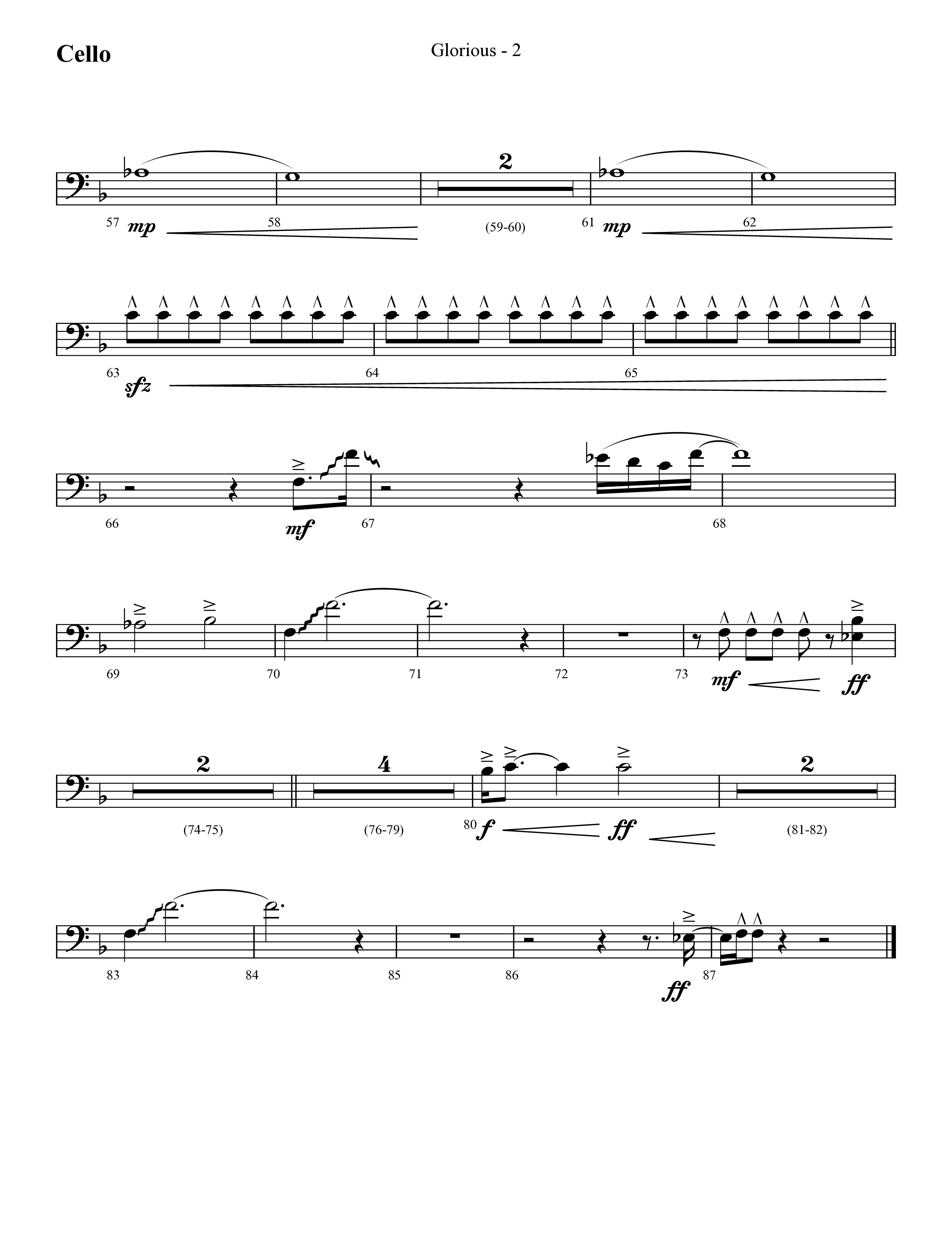 Glorious (Choral Anthem SATB) Cello (Lifeway Choral / Arr. Cliff Duren)