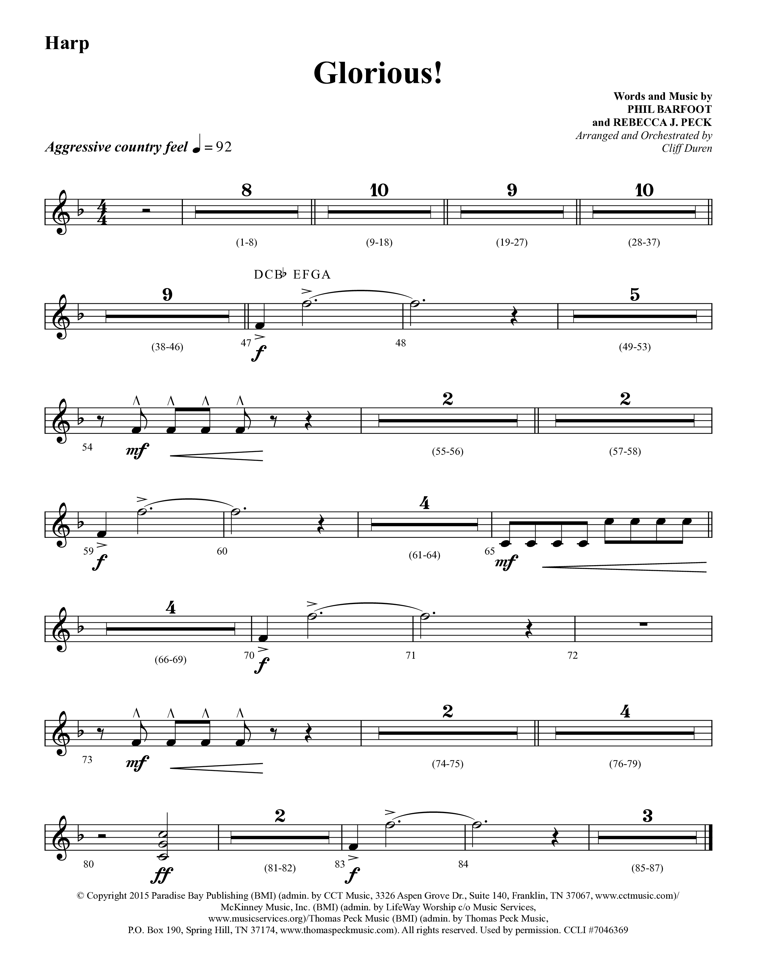 Glorious (Choral Anthem SATB) Harp (Lifeway Choral / Arr. Cliff Duren)
