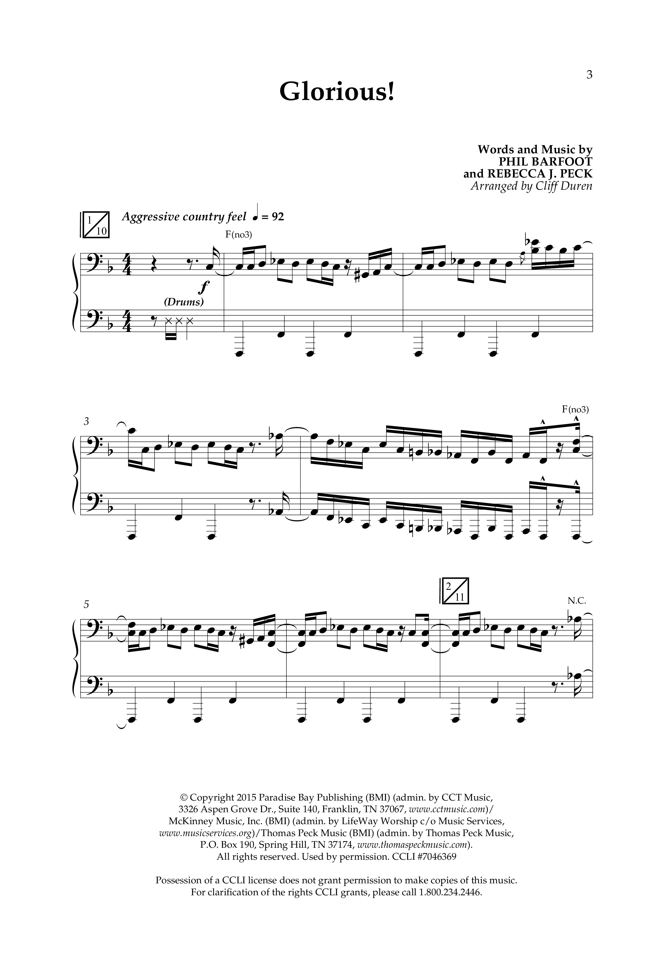Glorious (Choral Anthem SATB) Anthem (SATB/Piano) (Lifeway Choral / Arr. Cliff Duren)