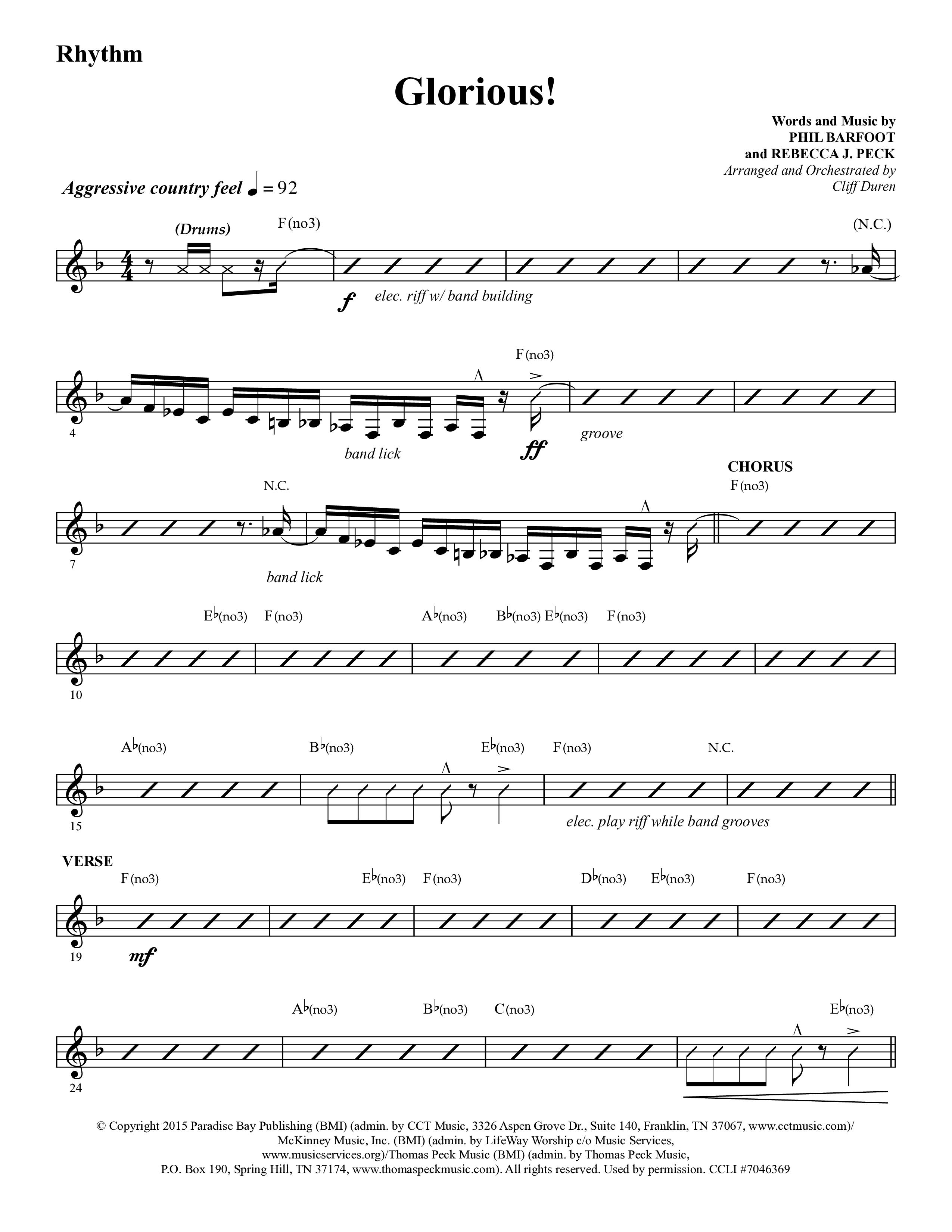 Glorious (Choral Anthem SATB) Lead Melody & Rhythm (Lifeway Choral / Arr. Cliff Duren)