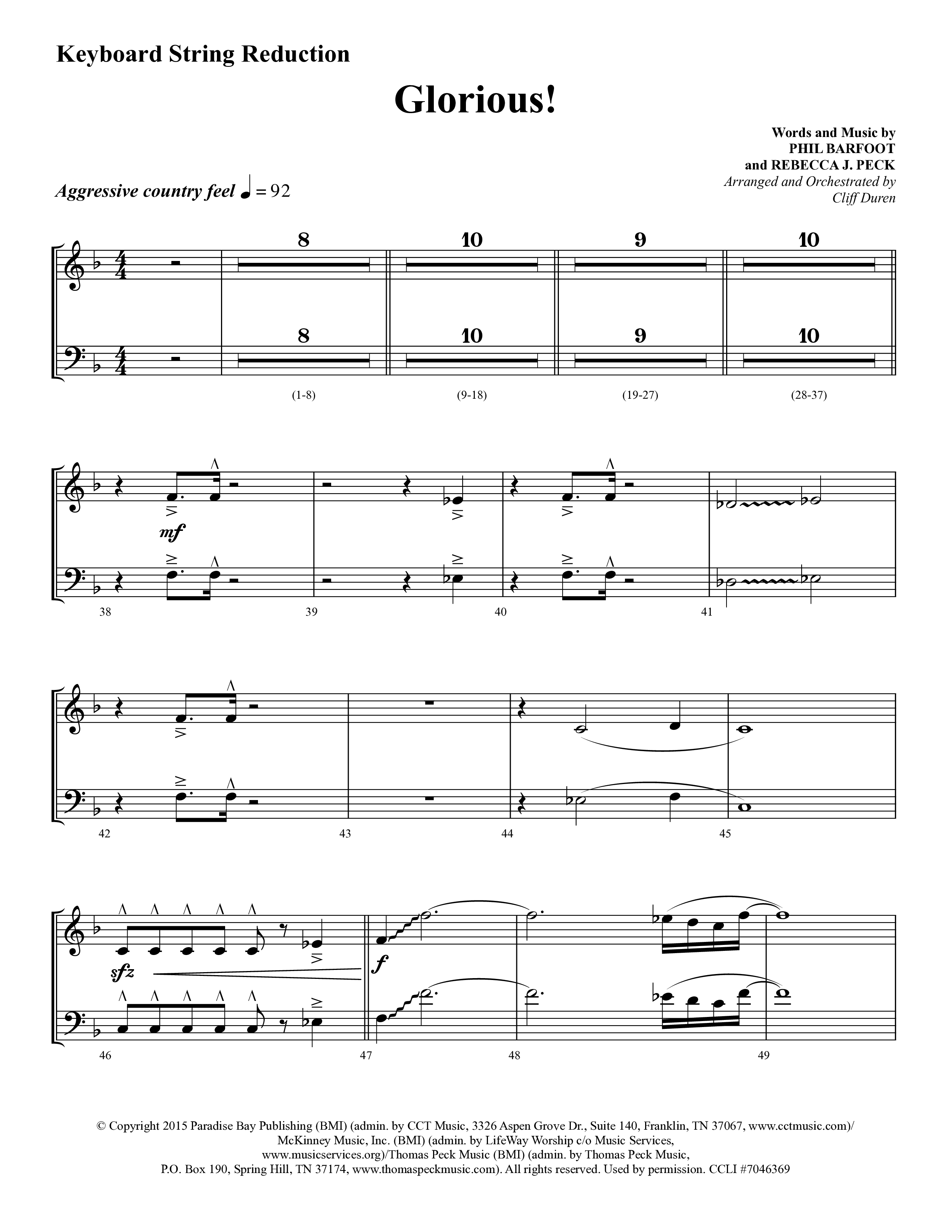 Glorious (Choral Anthem SATB) String Reduction (Lifeway Choral / Arr. Cliff Duren)